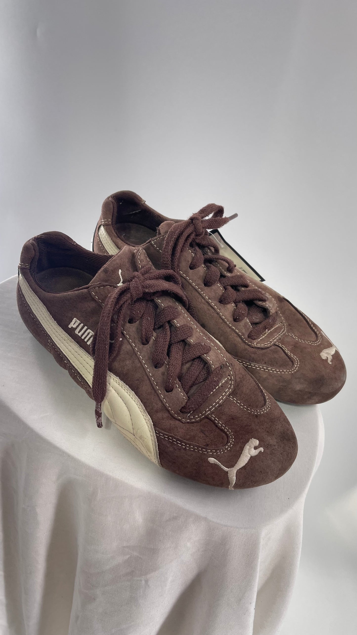 Vintage Worn Brown Suede Puma Sneakers (6.5)