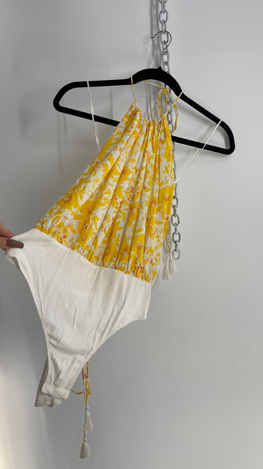 Intimately Free People Yellow Floral Bodysuit (Medium)