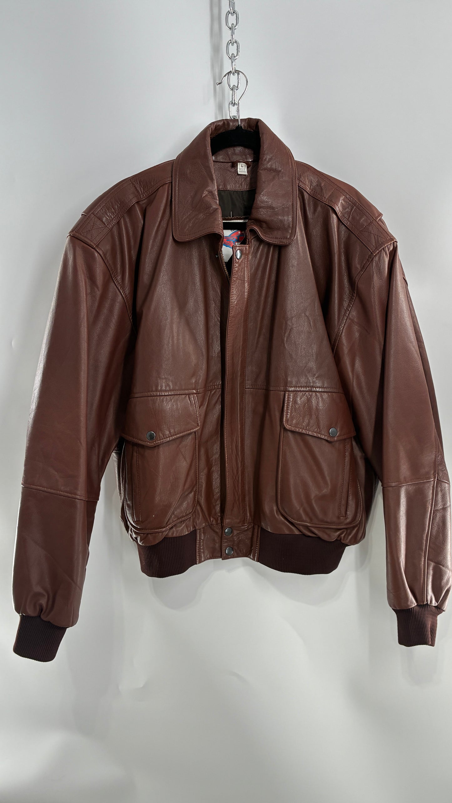 Vintage SUPER FORTRESS B2 Brown Leather Bomber Jacket (Large)