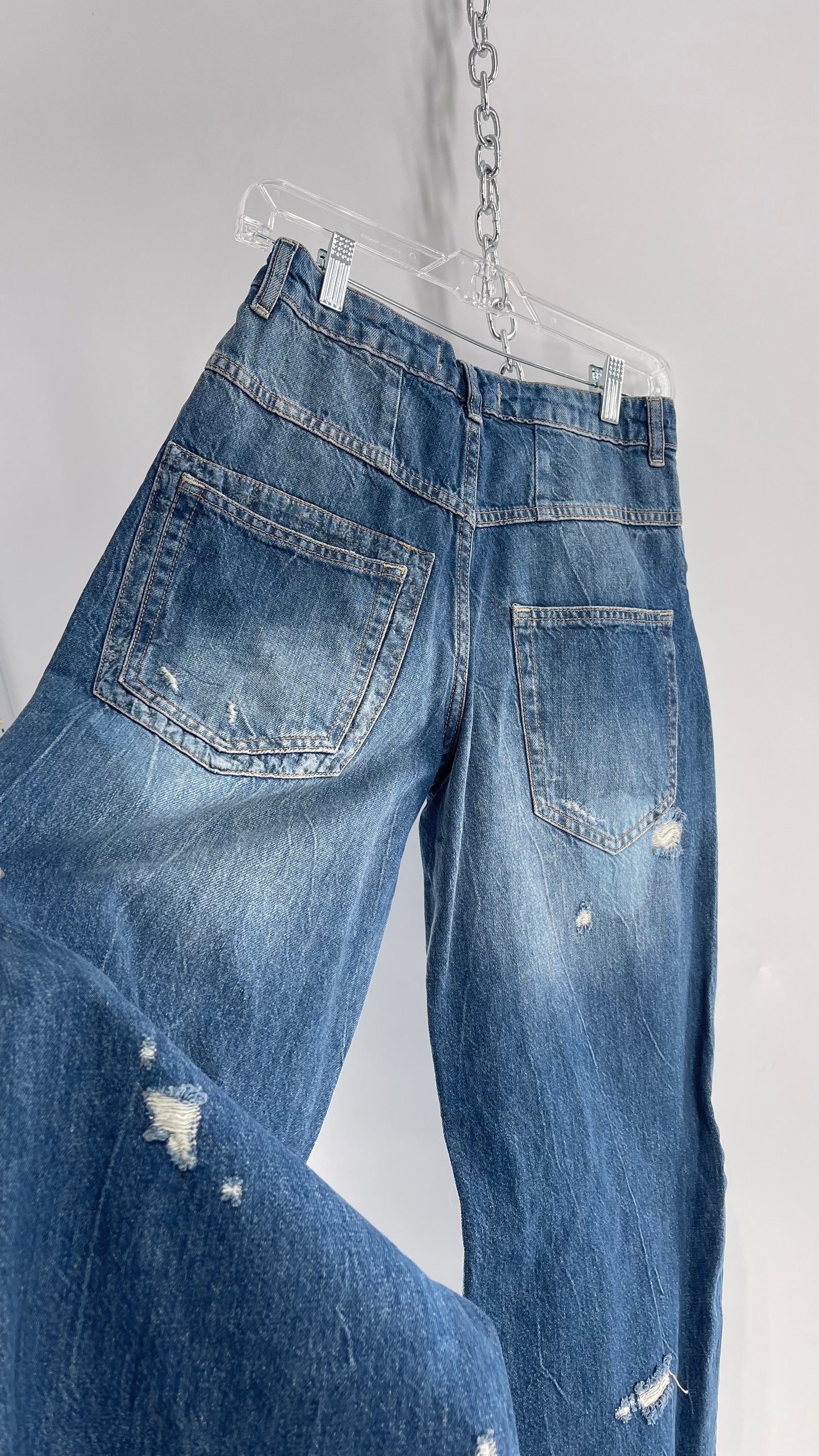 Free People Distressed and Discolored Wide Leg Jeans with Tags (25)