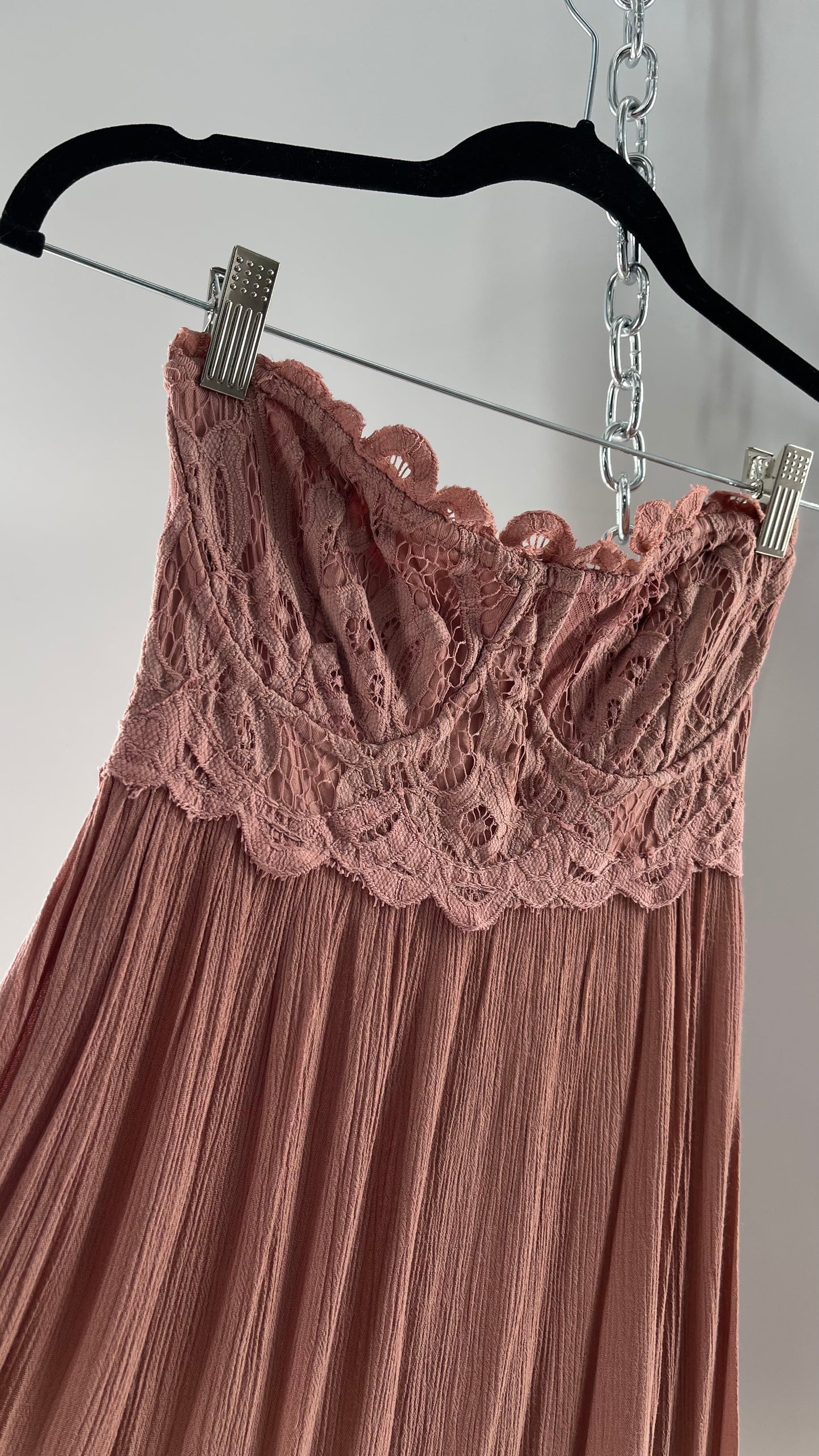 Free People Adella Mauve/Dusty Pink Full Length Maxi Dress (Small)