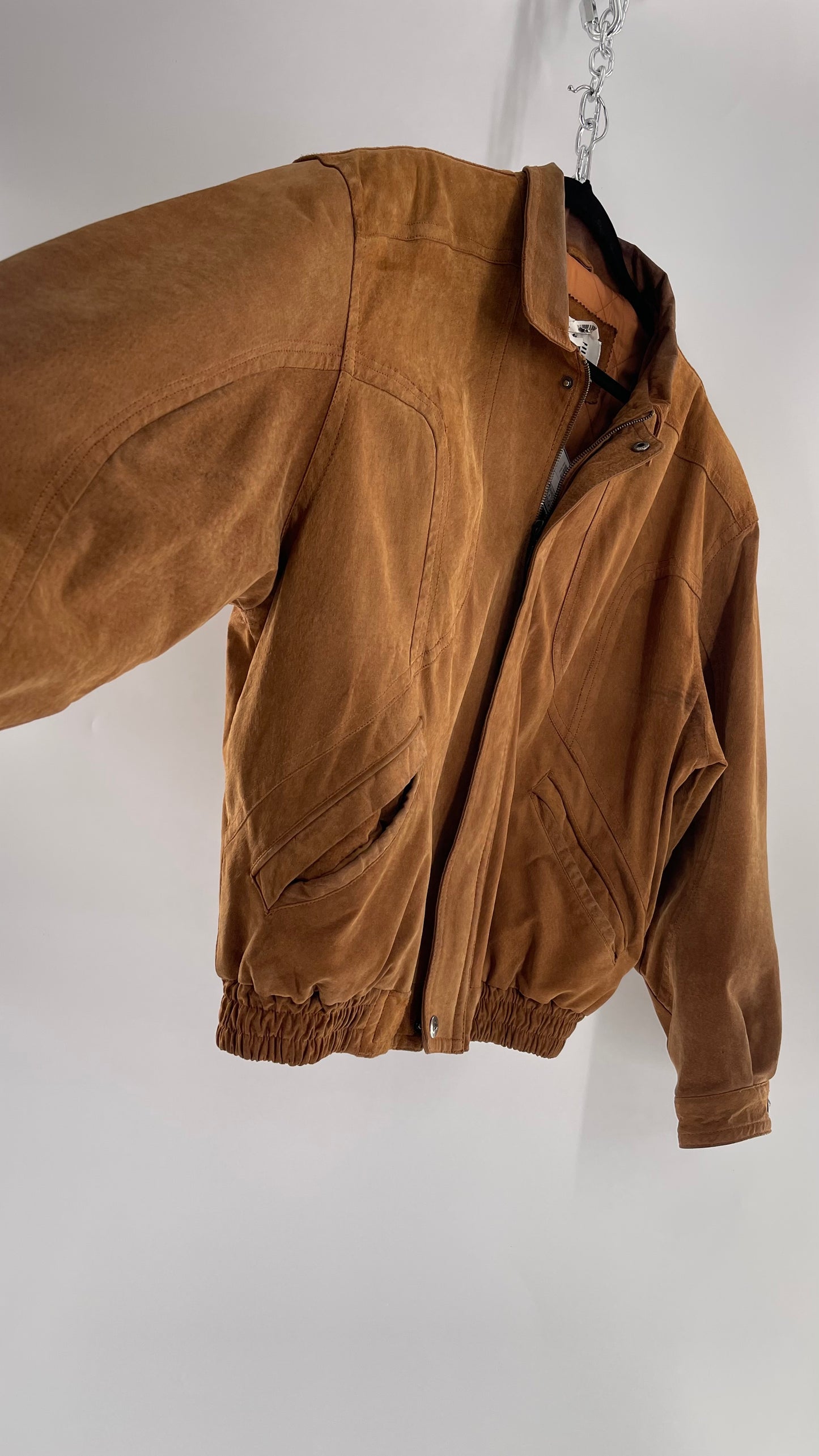 GITANO Vintage Camel Brown Genuine Leather Bomber Jacket (Large)