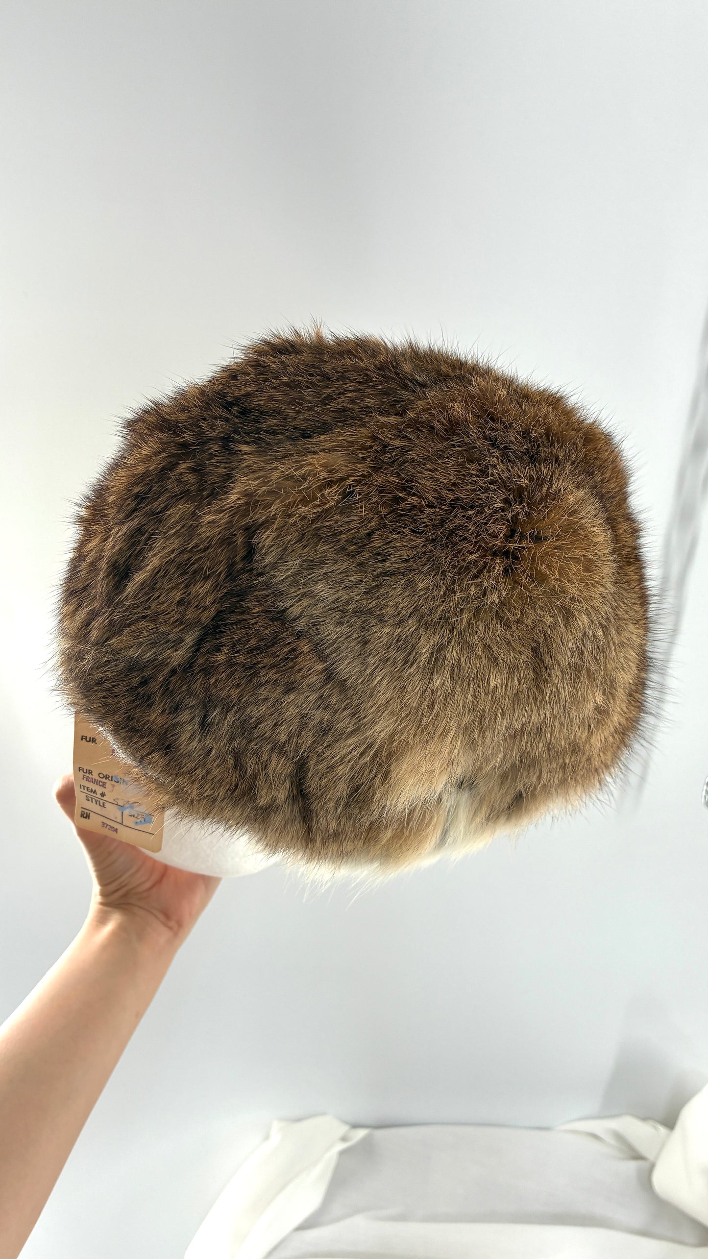 Deadstock Vintage 1960s ADOLFO II New York Paris Genuine Rabbit Fur Capulet Hat