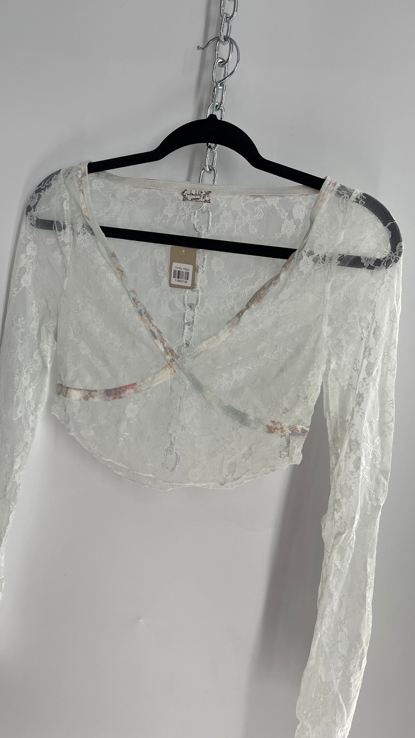 Intimately Free People Baby Blue Lace Ballerina Thumb Hole Long Sleeve (Small)