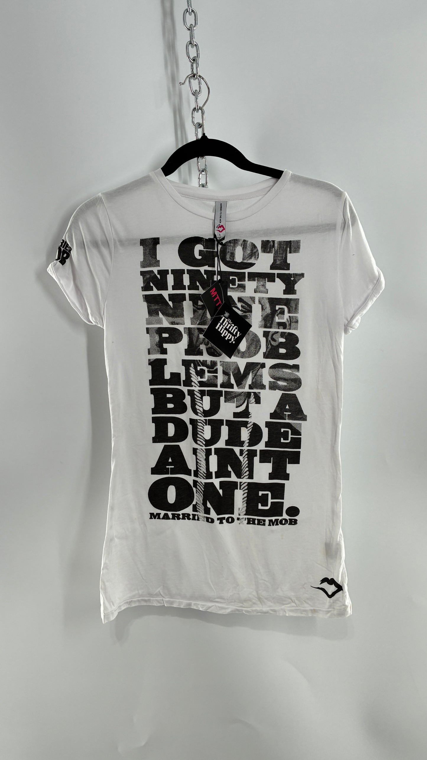 Vintage MARRIED TO THE MOB “I got 99 Problems But a Dude Ain’t One” White (Small)