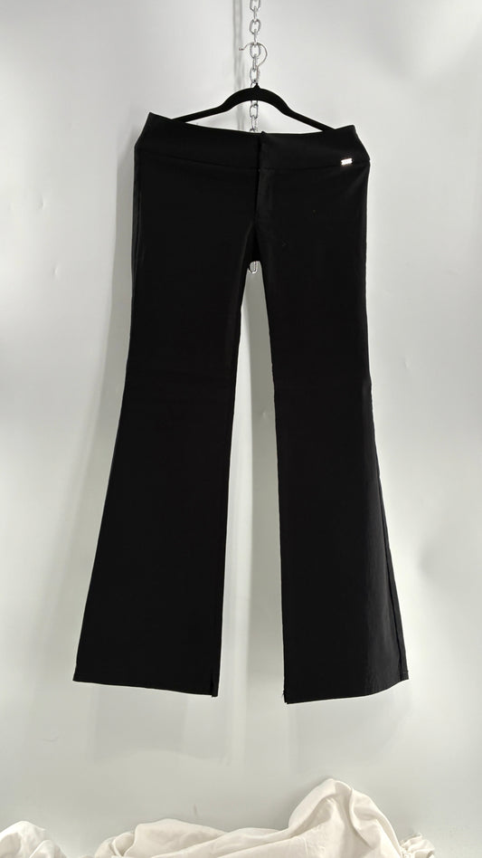 Vintage 1990s GUESS Stretch Low Rise Thick Waistband Black Kickflare  (29)