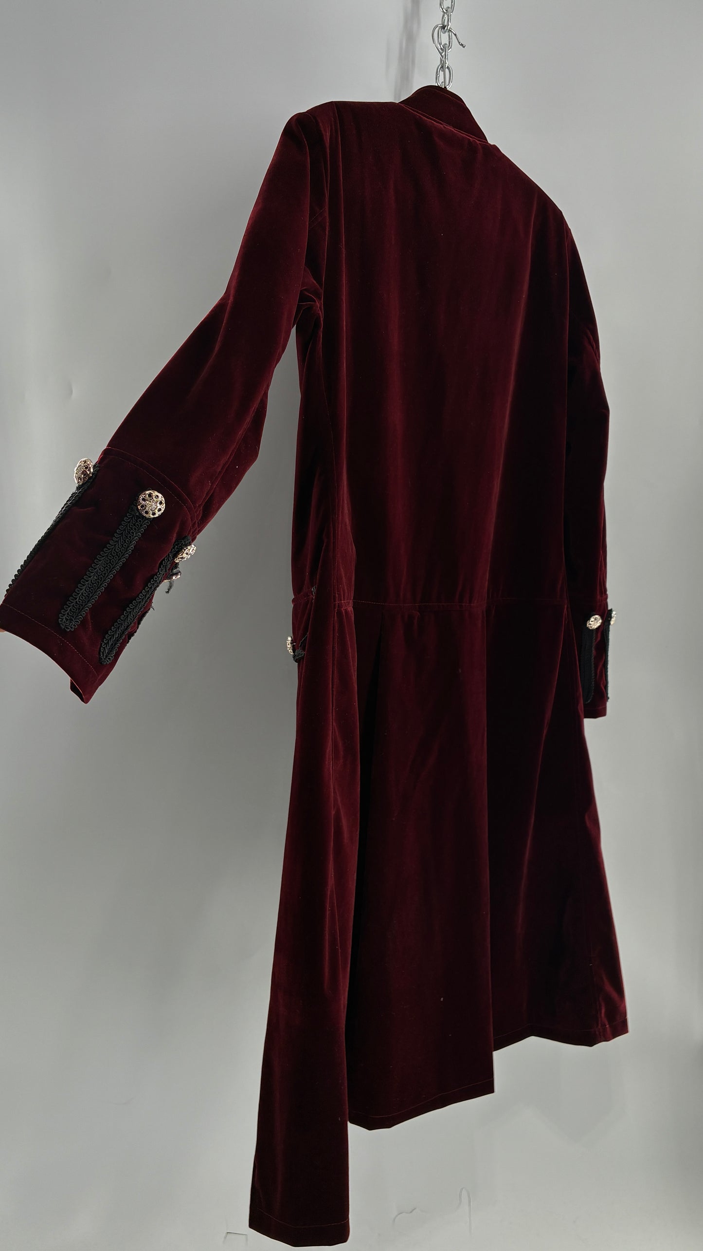 Velour Crimson Steampunk Drummer Coat (XL)