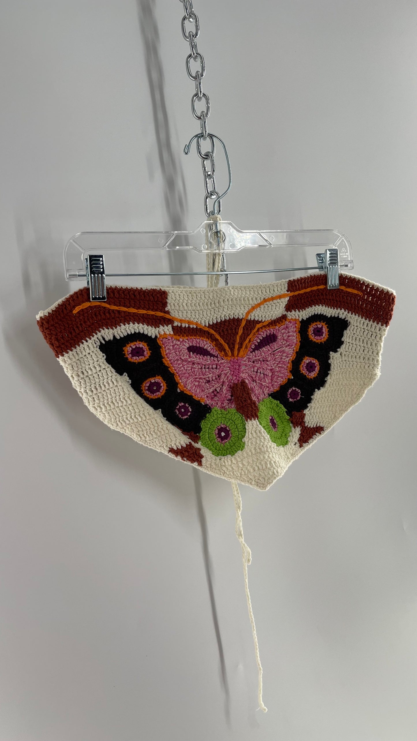 Urban Outfitters Hand knit Butterfly Bralette Pointed Tie Back Top with Tags Attached (Medium)