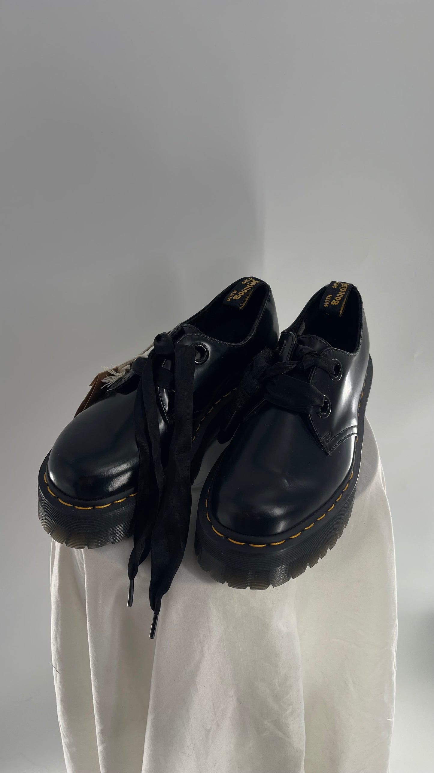 Dr.Martens  Black Patent Leather Holly Platform Oxford(8)