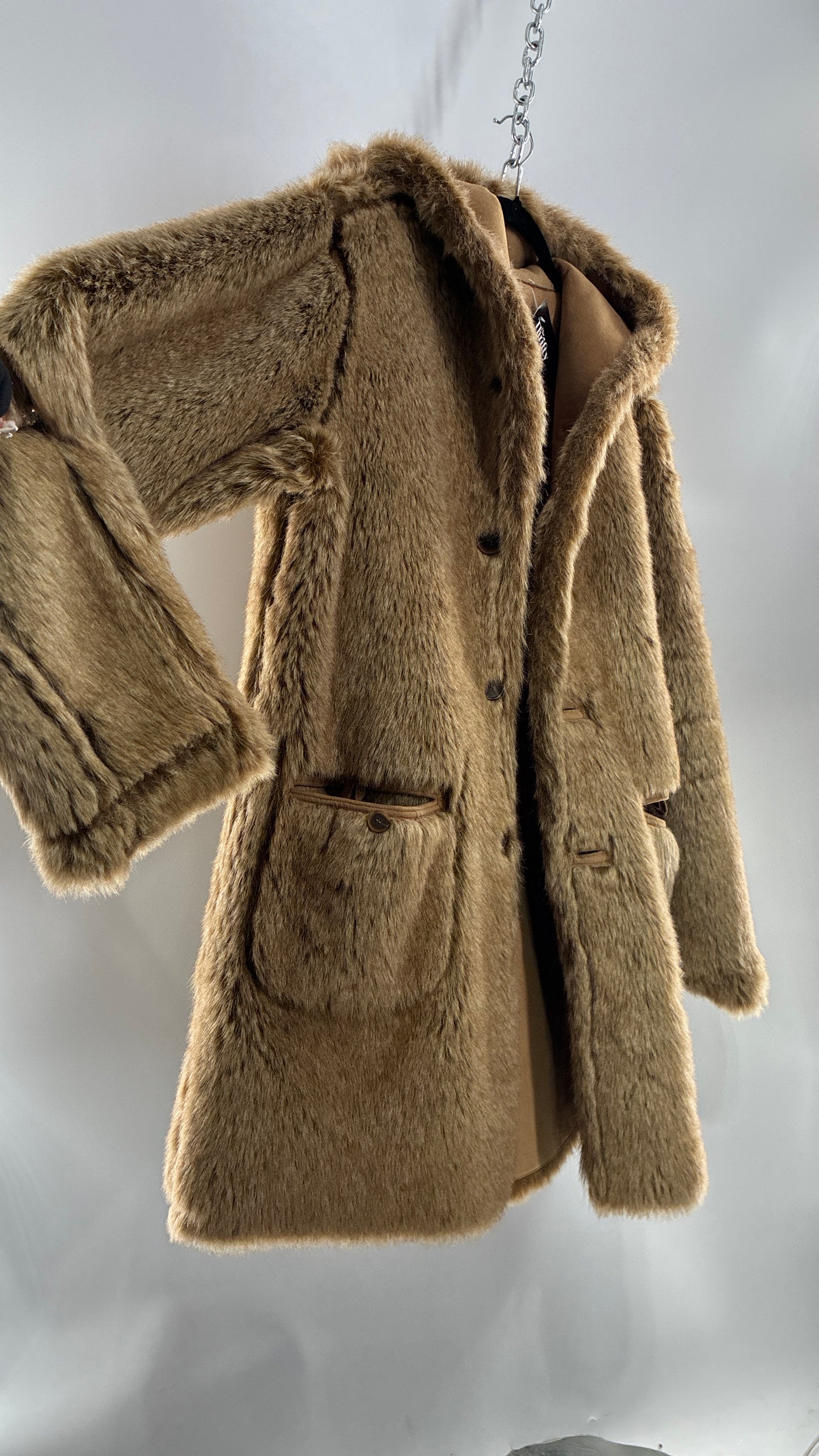 Vintage JONES NEW YORK Reversible Fur and Vegan Suede Coat (Small)