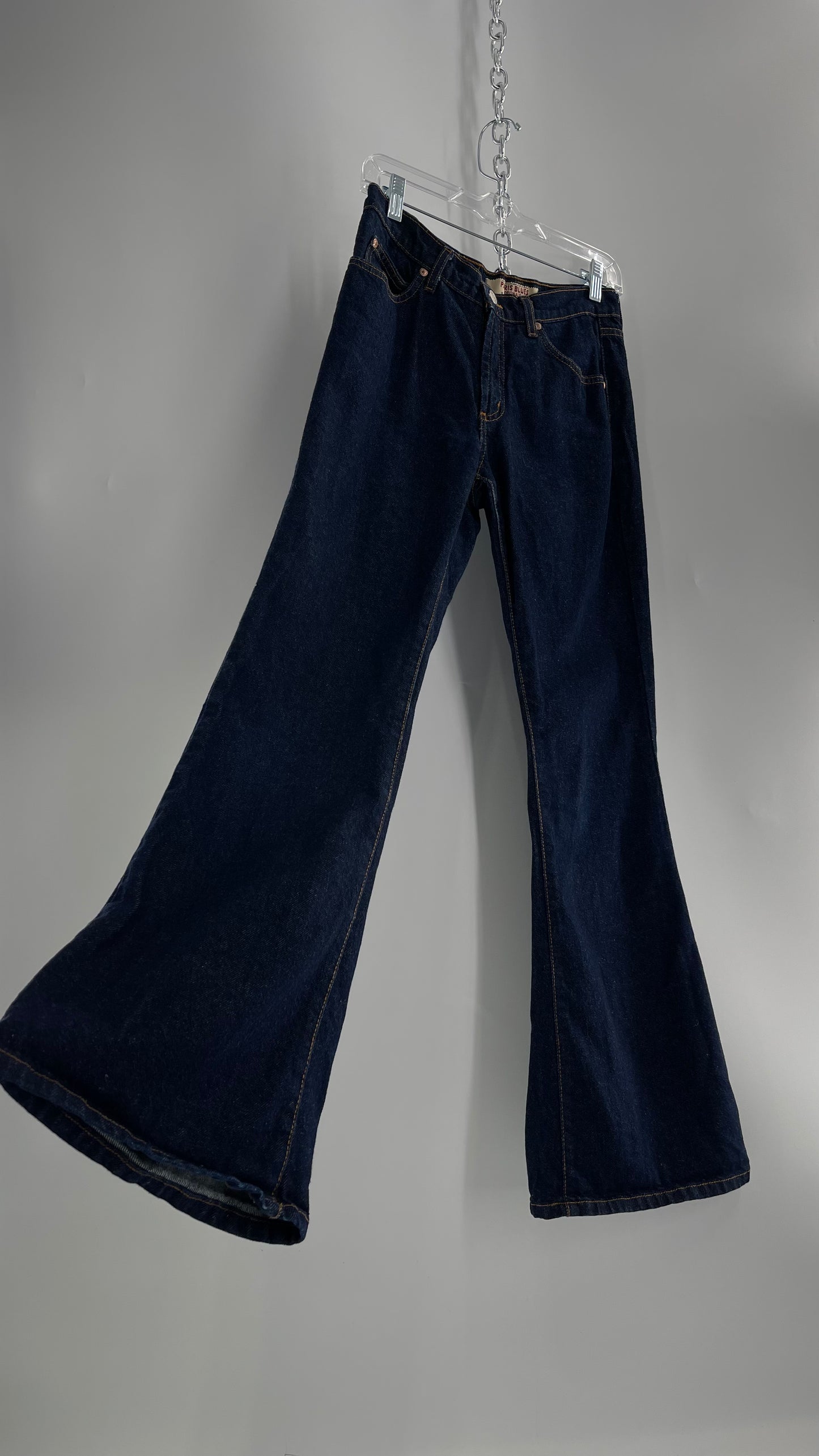 Vintage PARIS BLUES Dark Wash Kick Flare Denim Jeans(5)