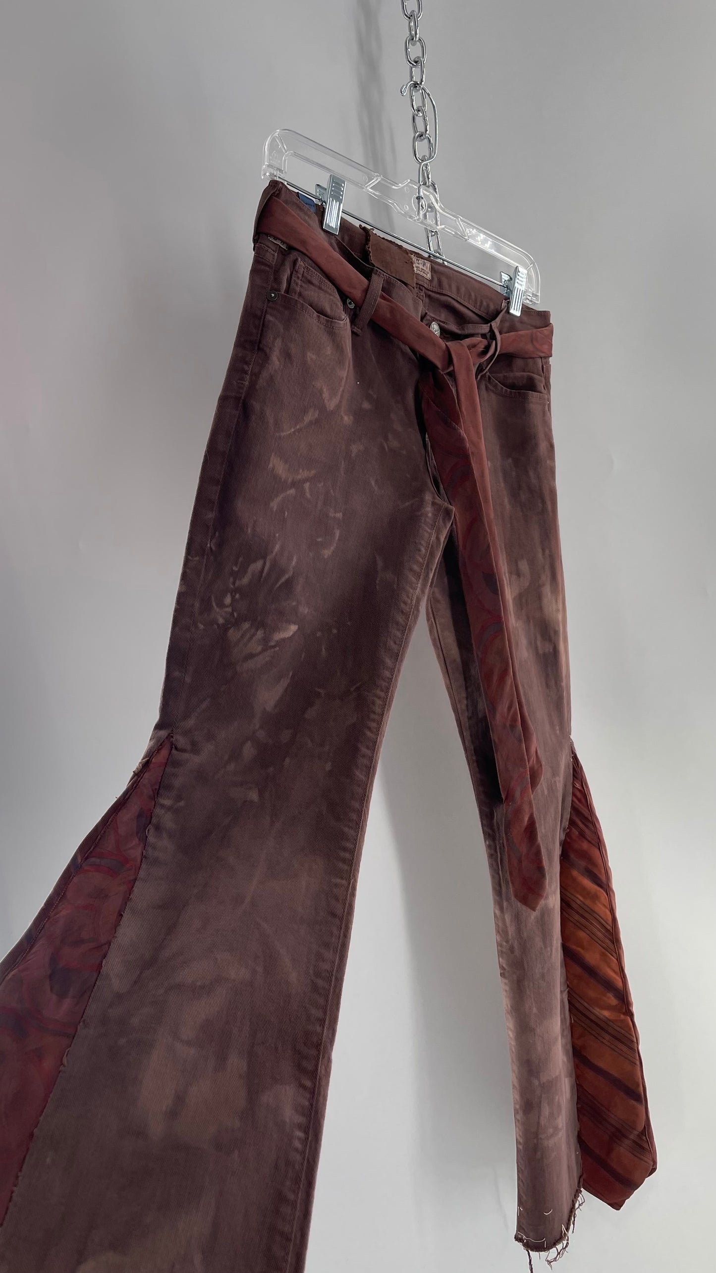 Custom Brown Tie Side Bell Bottom Kick Flare Pants (27)