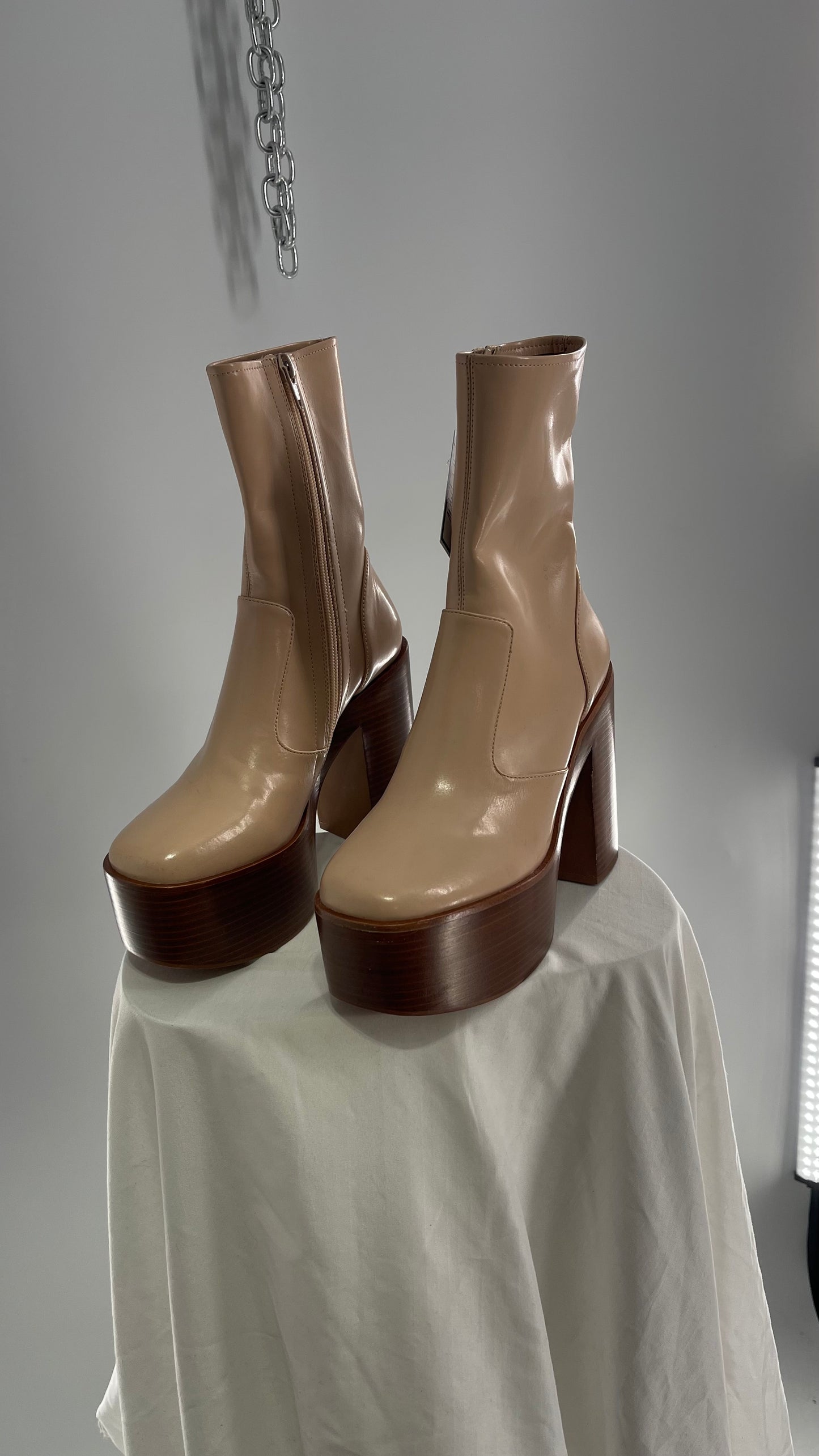 Jeffrey Campbell Mexique Beige Boot with Platform And Chunky Wooden Heel (6)