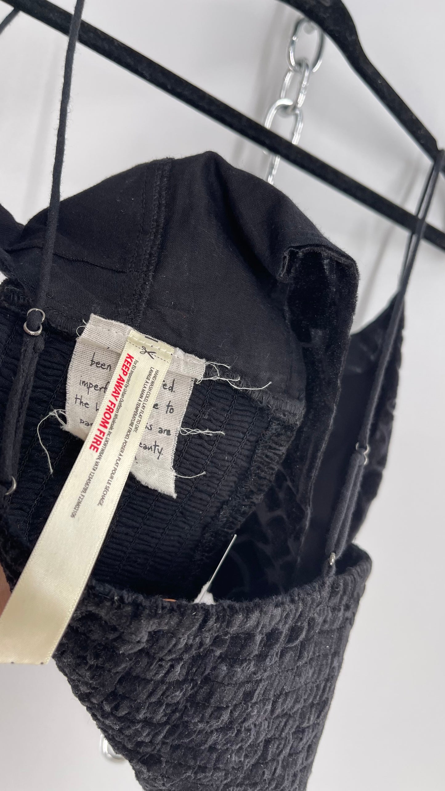 Free People Velvet Giraffe Texture Print Bralette Black (XS)