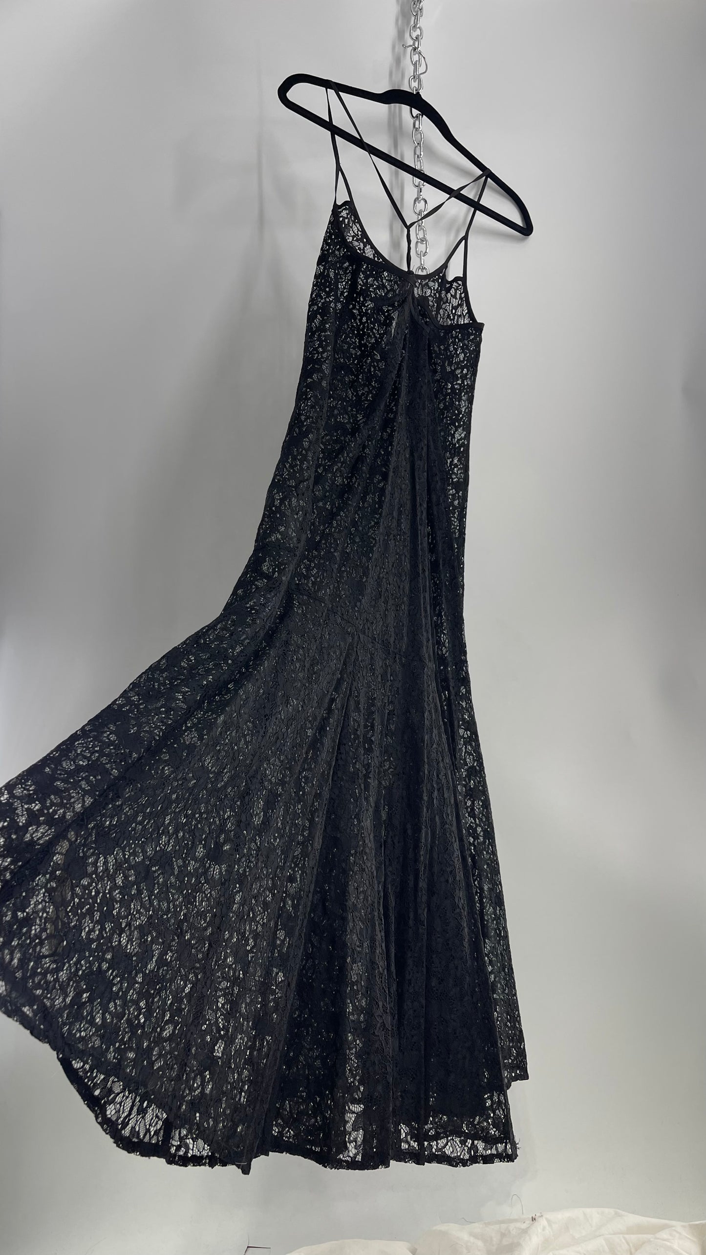 Intimately Free People Black Lace Maxi Gown (Small)