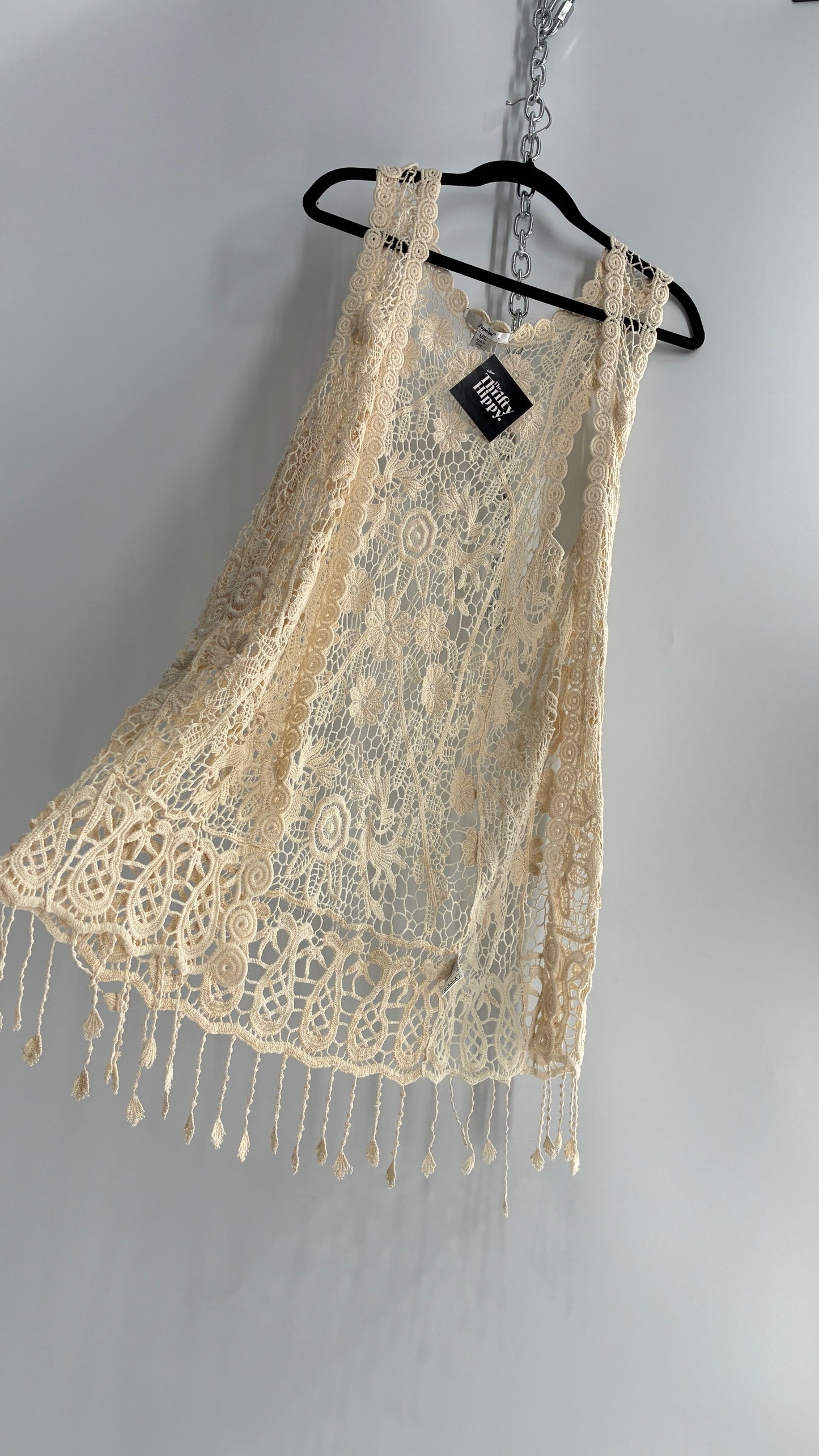 Vintage Sleeveless Crochet Cape (M/L)