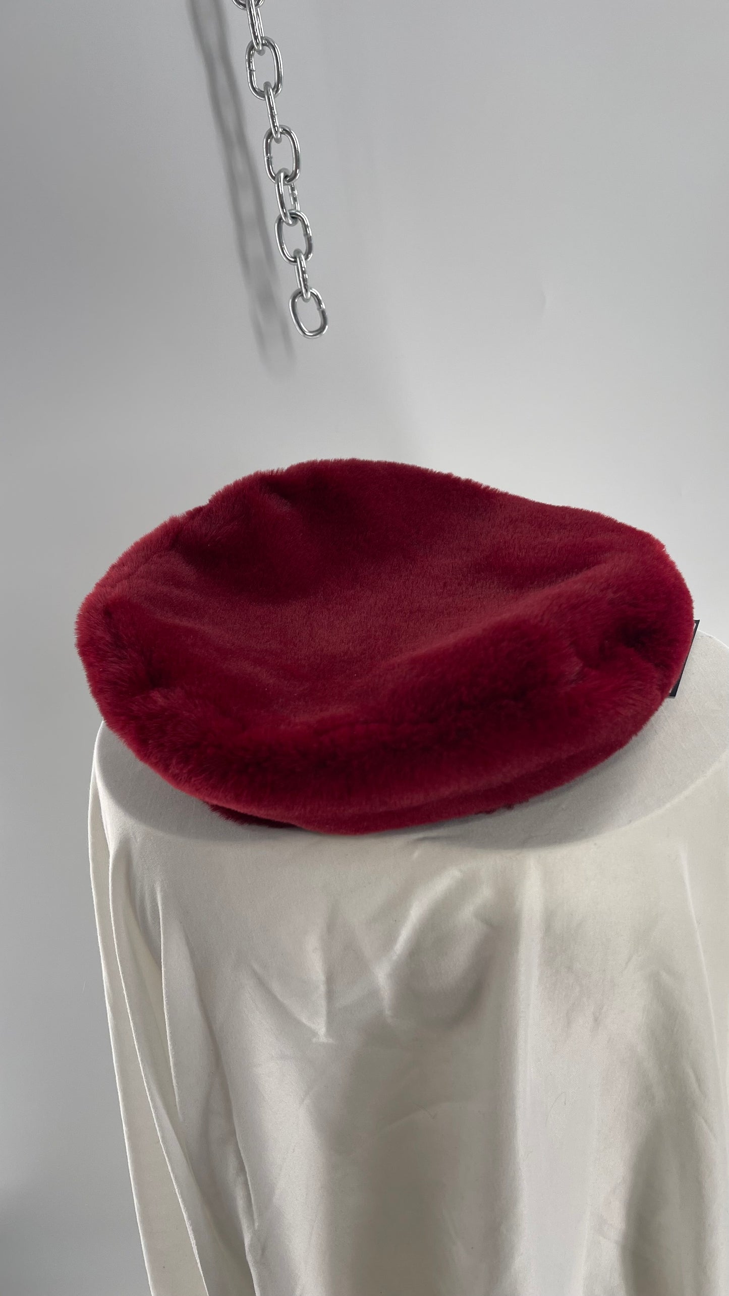 Cherry Red Fuzzy Beret