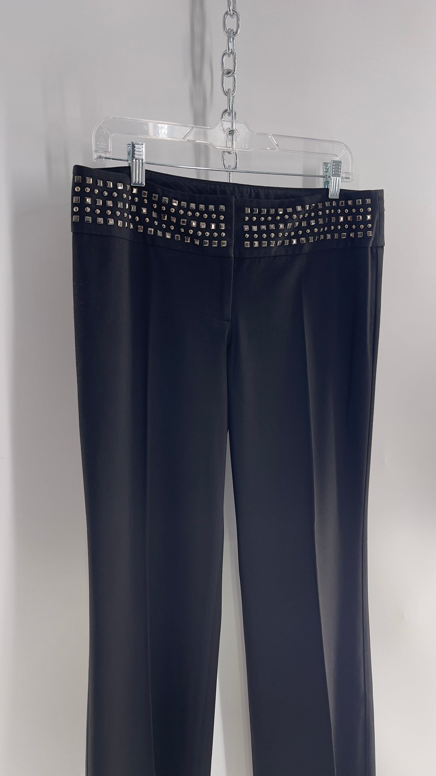 VINTAGE Express Black Low Waist Trouser with Studded Waistline and Kickflare Hem (8)