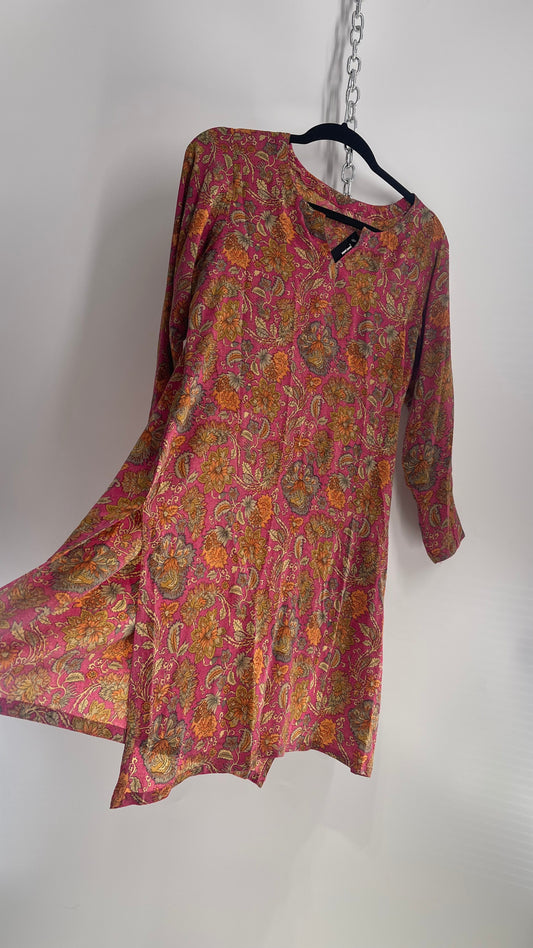 Vintage 100% Silk Paisley Kaftan (Medium)