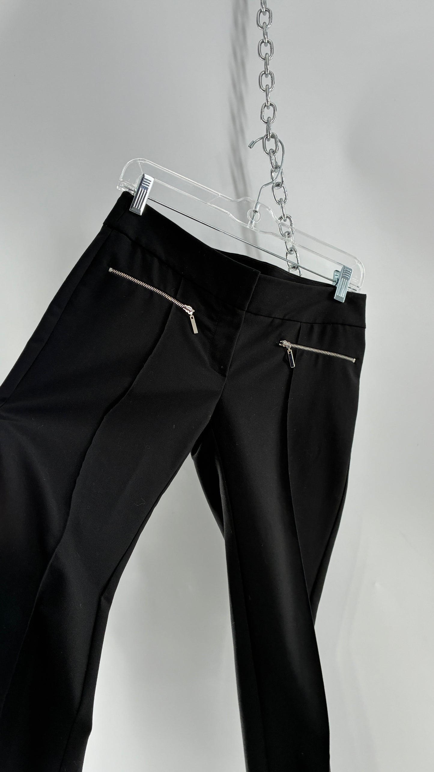 Vintage BEBE Low Waisted Black Pleated Capris with Zipper Detailing (0)