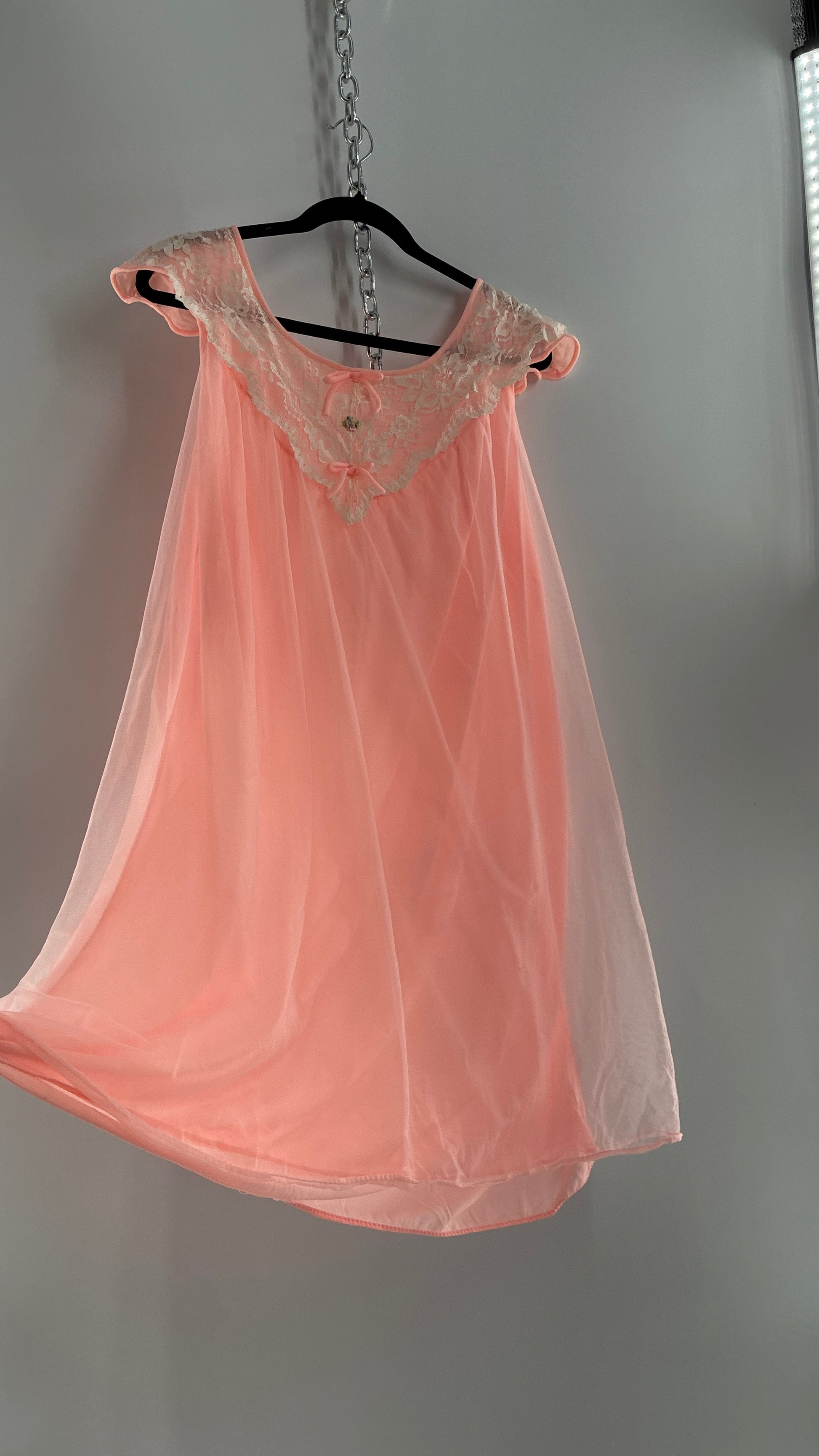 pink sheer dress babydoll Victoria's Secret Summer Pink Sheer Dotted Mesh Lace Babydoll (S) | Delivery Near Me