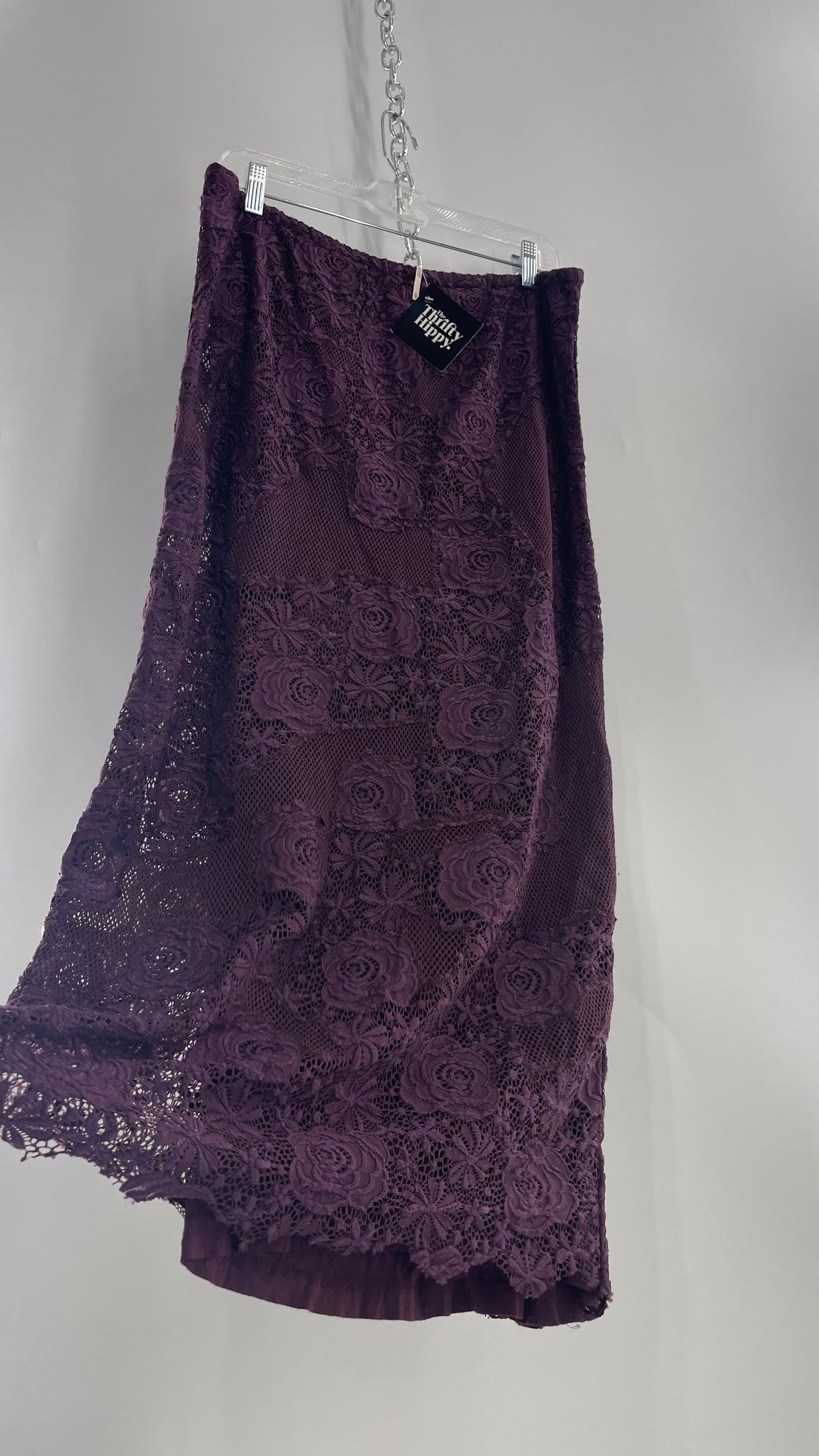 Free People Plum/Purple Lace Mesh Skirt with Tags Attached (Medium)