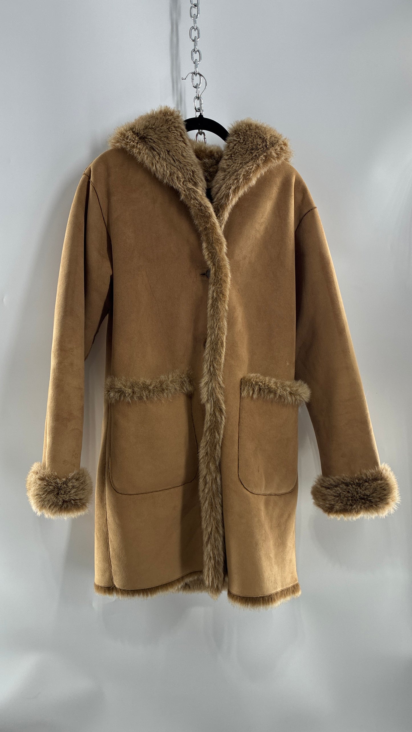Vintage JONES NEW YORK Reversible Fur and Vegan Suede Coat (Small)