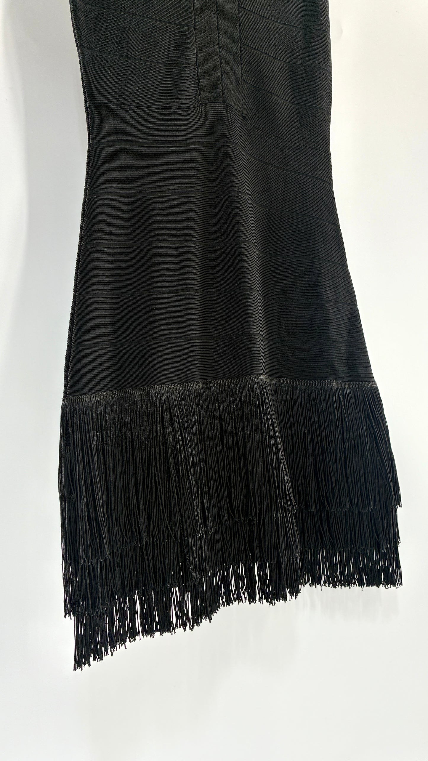 Vintage VENUS Black Bandage Mini Dress with Triple Layer Fringe Hem (10)