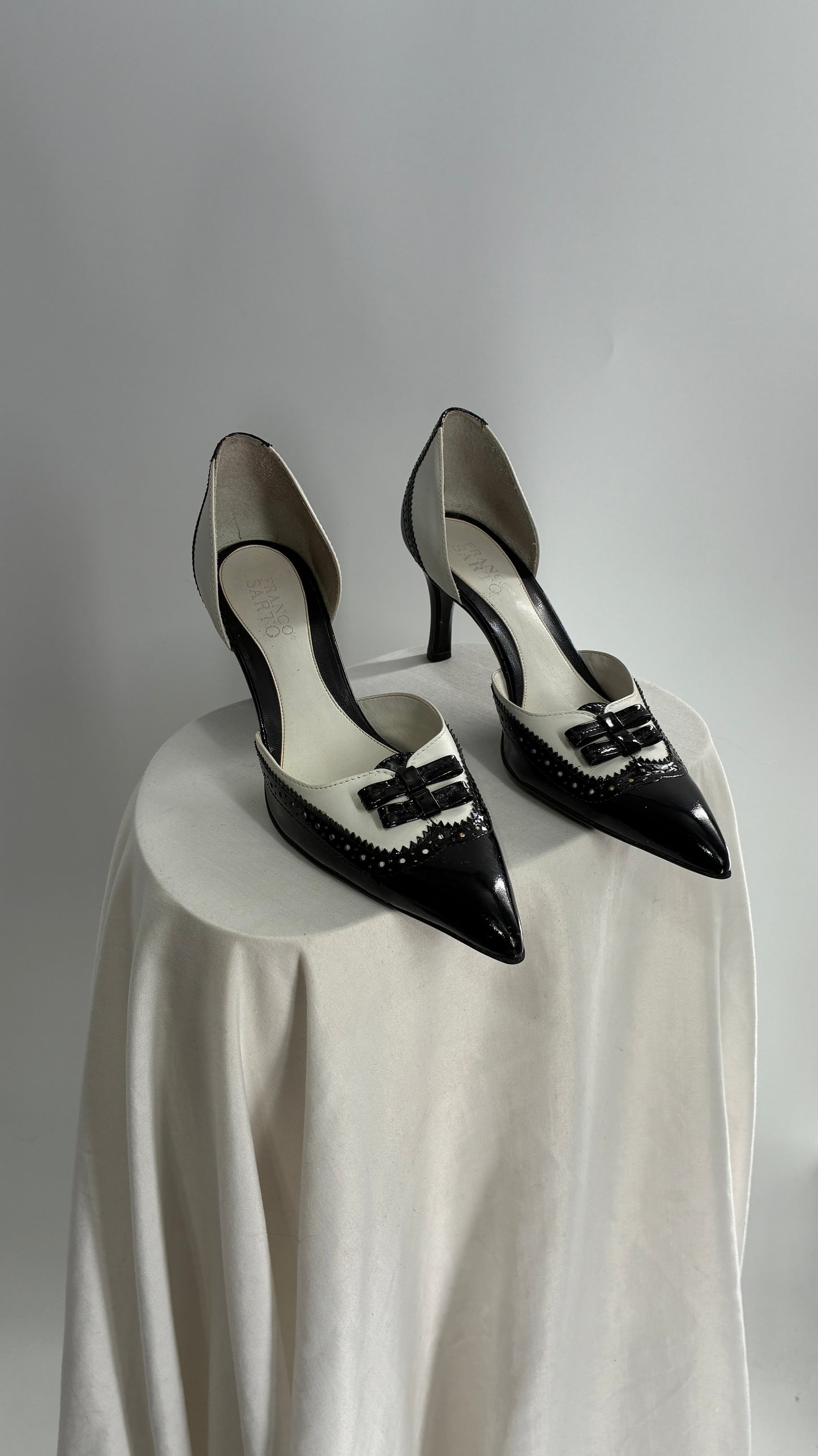 Vintage Franco Sarto Black and White Pointed Toe Tuxedo Heel (8)
