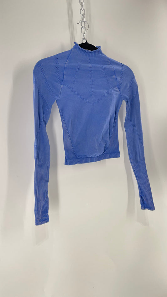 Free People Movement Spandex Perforated Blue Skim Top (XS/S)