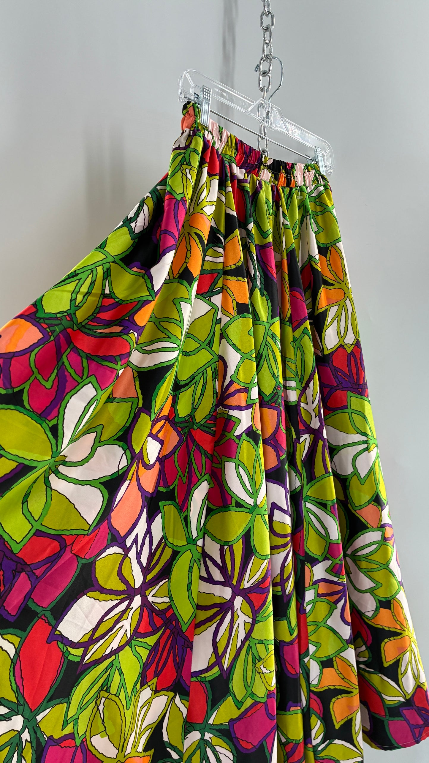 DEJA BLEU Tropical Vibrant Voluminous Maxi Skirt with Tags Attached (Large)