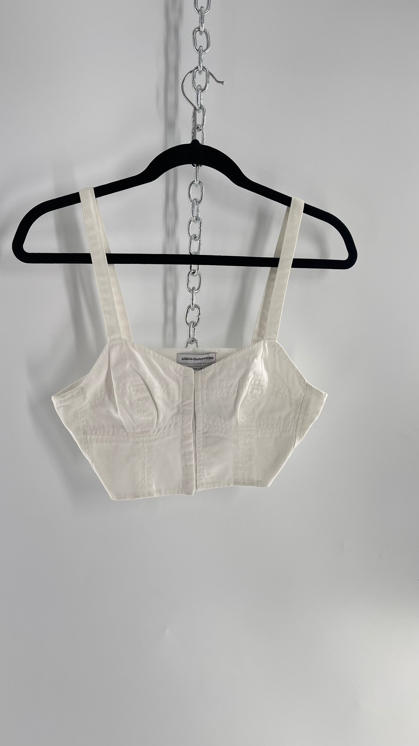 Urban Outfitters White Denim Eyelet Closure Corset Front (M)