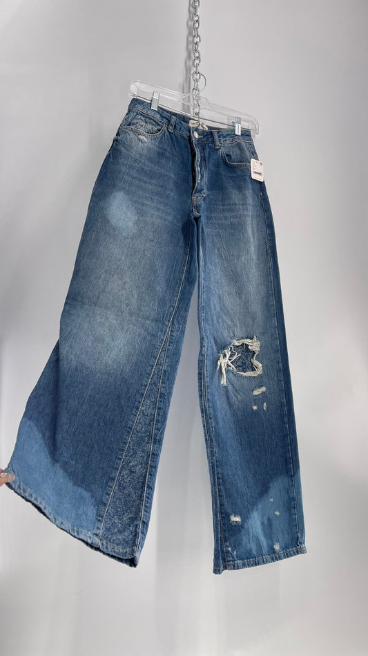 Free People Distressed and Discolored Wide Leg Jeans with Tags (25)