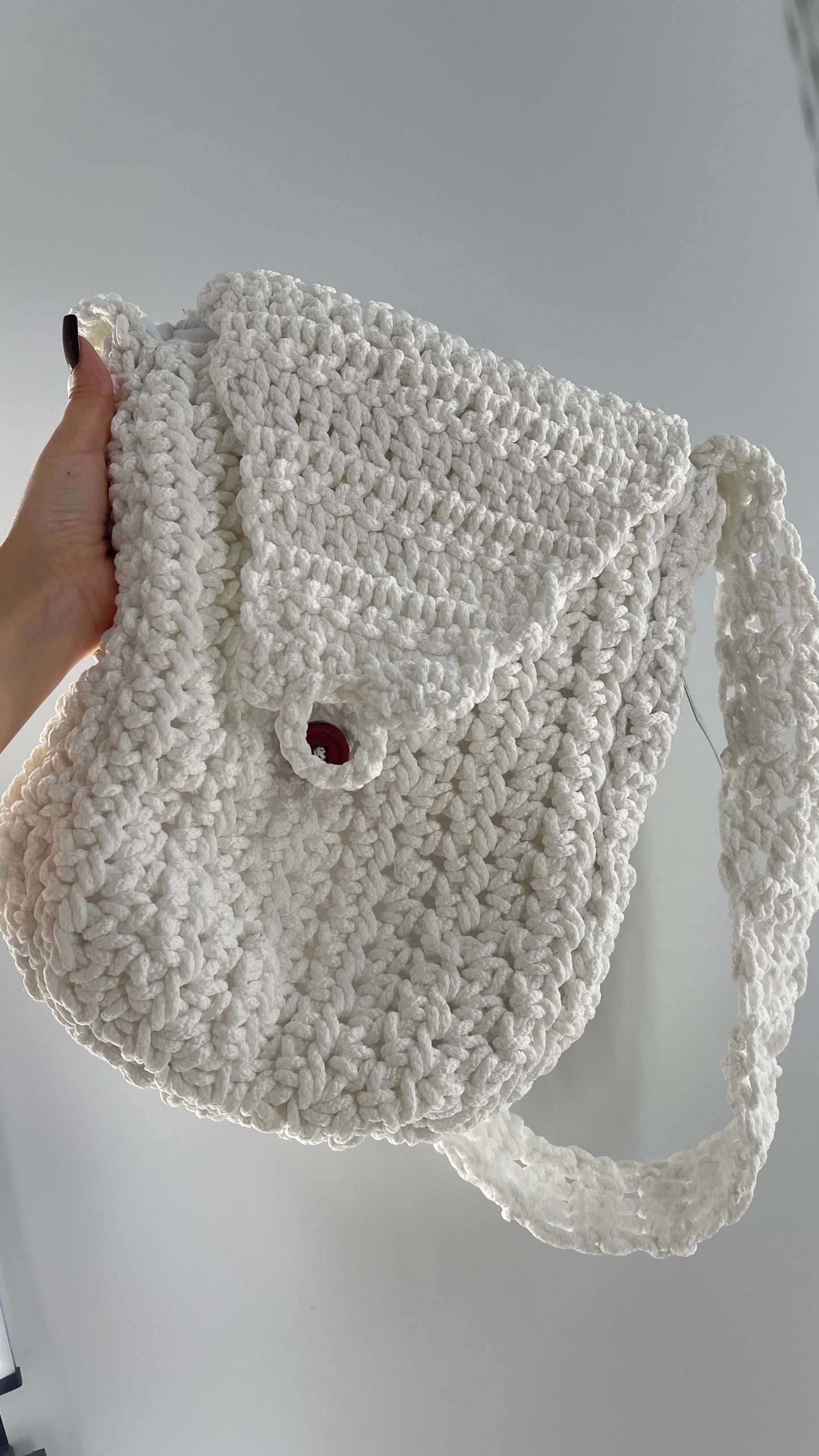 White Handmade Crochet Tote