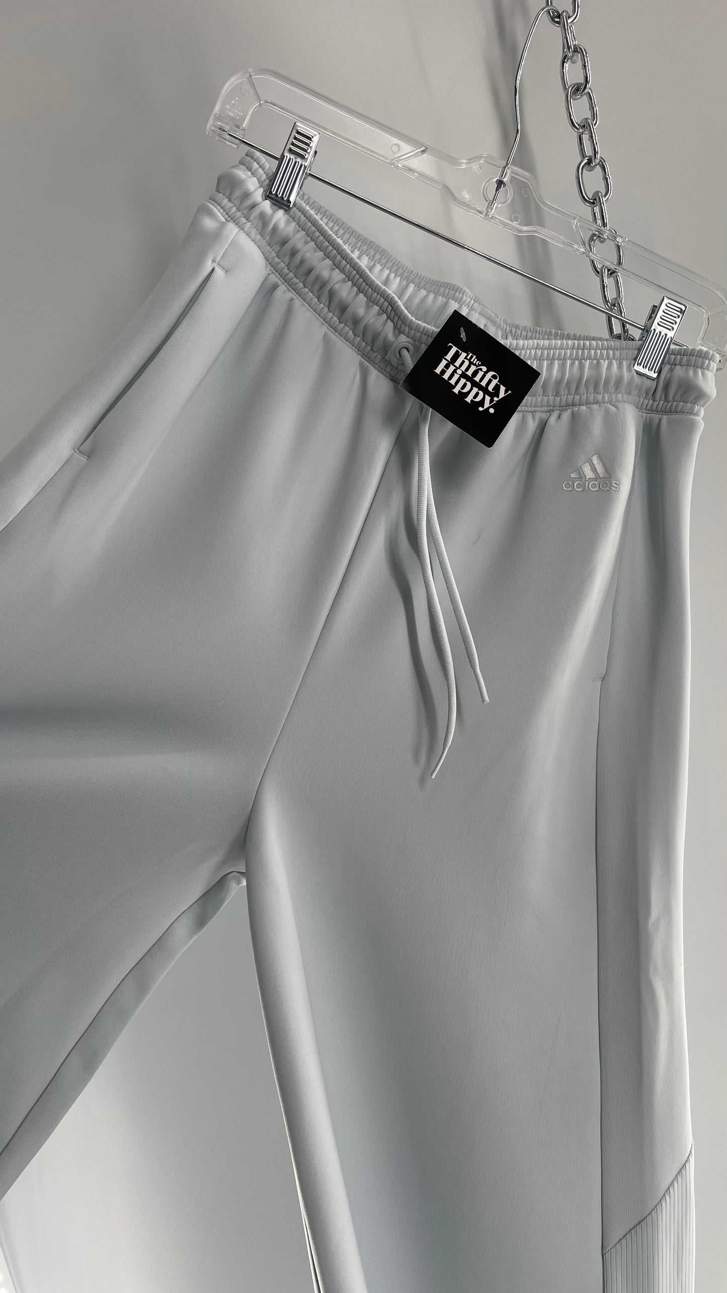 Adidas Light Blue Baggy Loungewear Athletic Pants with Zipper Side Ankles (ST)