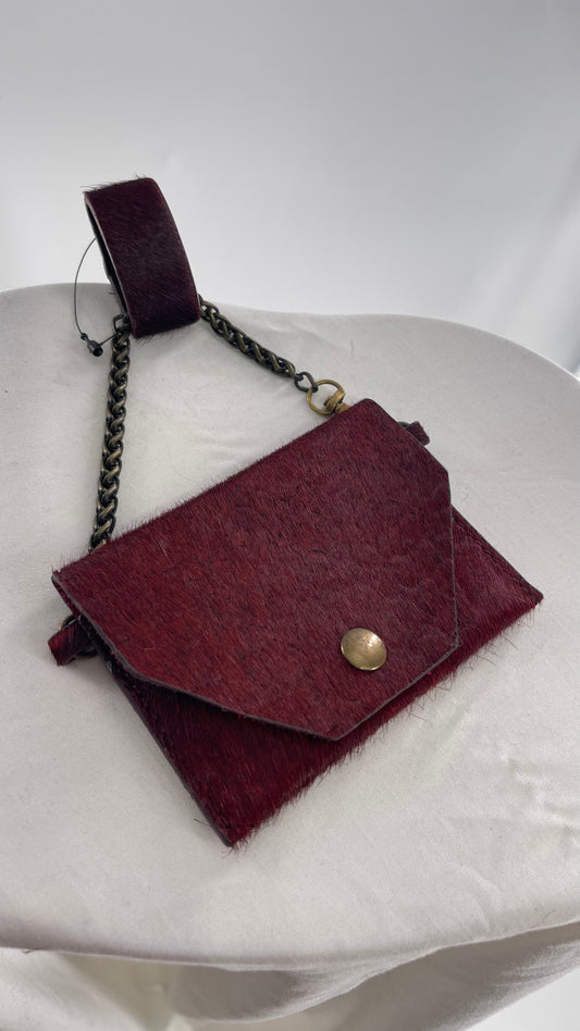 Free People Burgundy Red Leather Hanging Belt Pouch