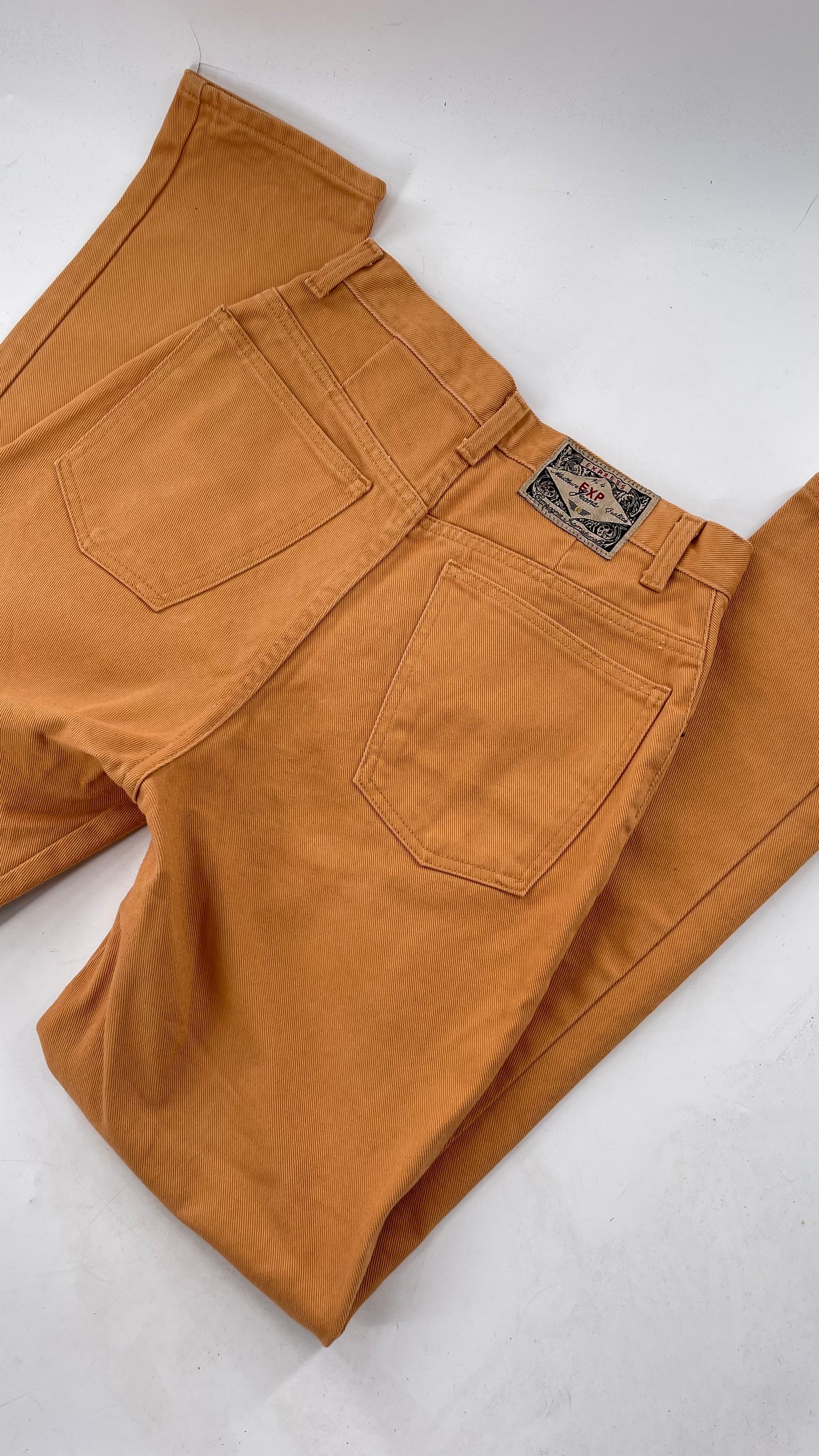 Vintage Mustard/Orange Express Ultra High Waisted Jeans with Old School Jacron (7/8)