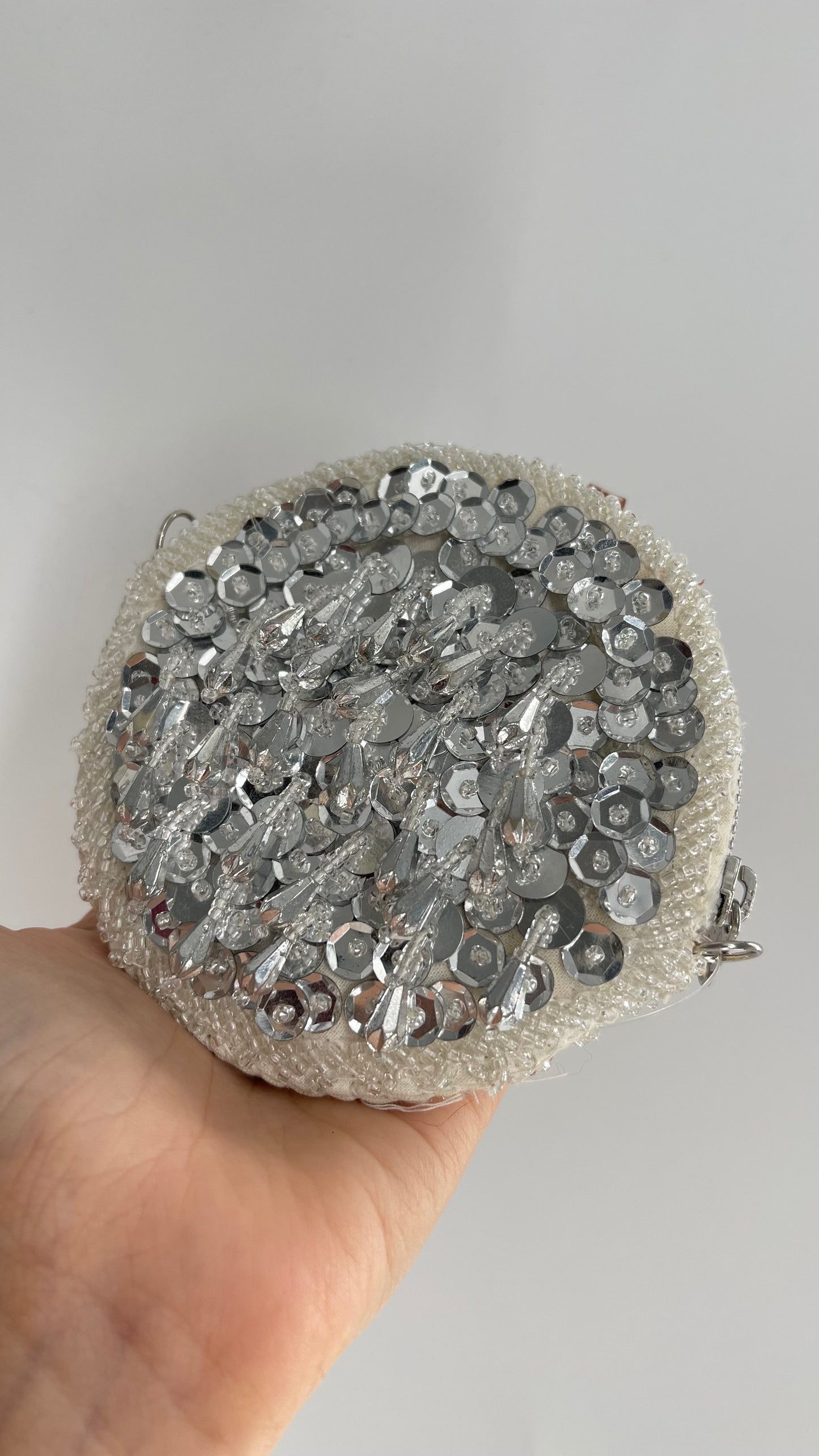 Urban Outfitters Embellished, Sequin, Dangling Crystal Round Coin Pouch