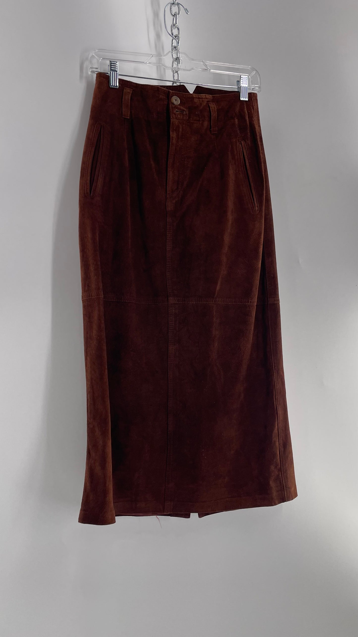 Vintage Lizwear Chocolate Brown Suede Long Skirt