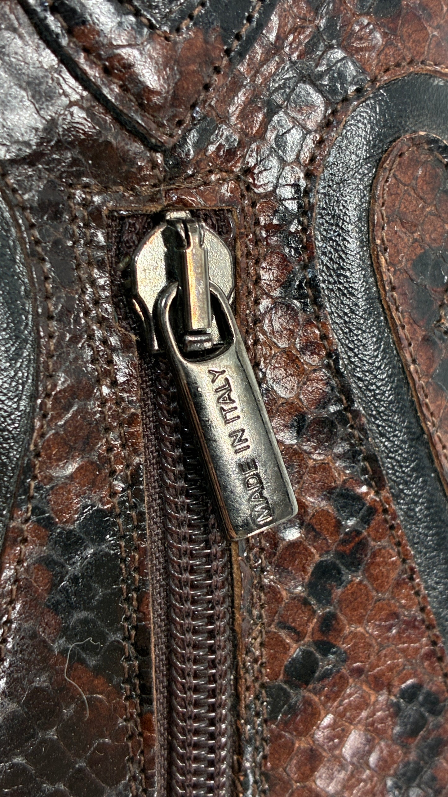 Vintage LABLANC Snakeskin Cowboy Boots with Hearts Made in Italy (36)