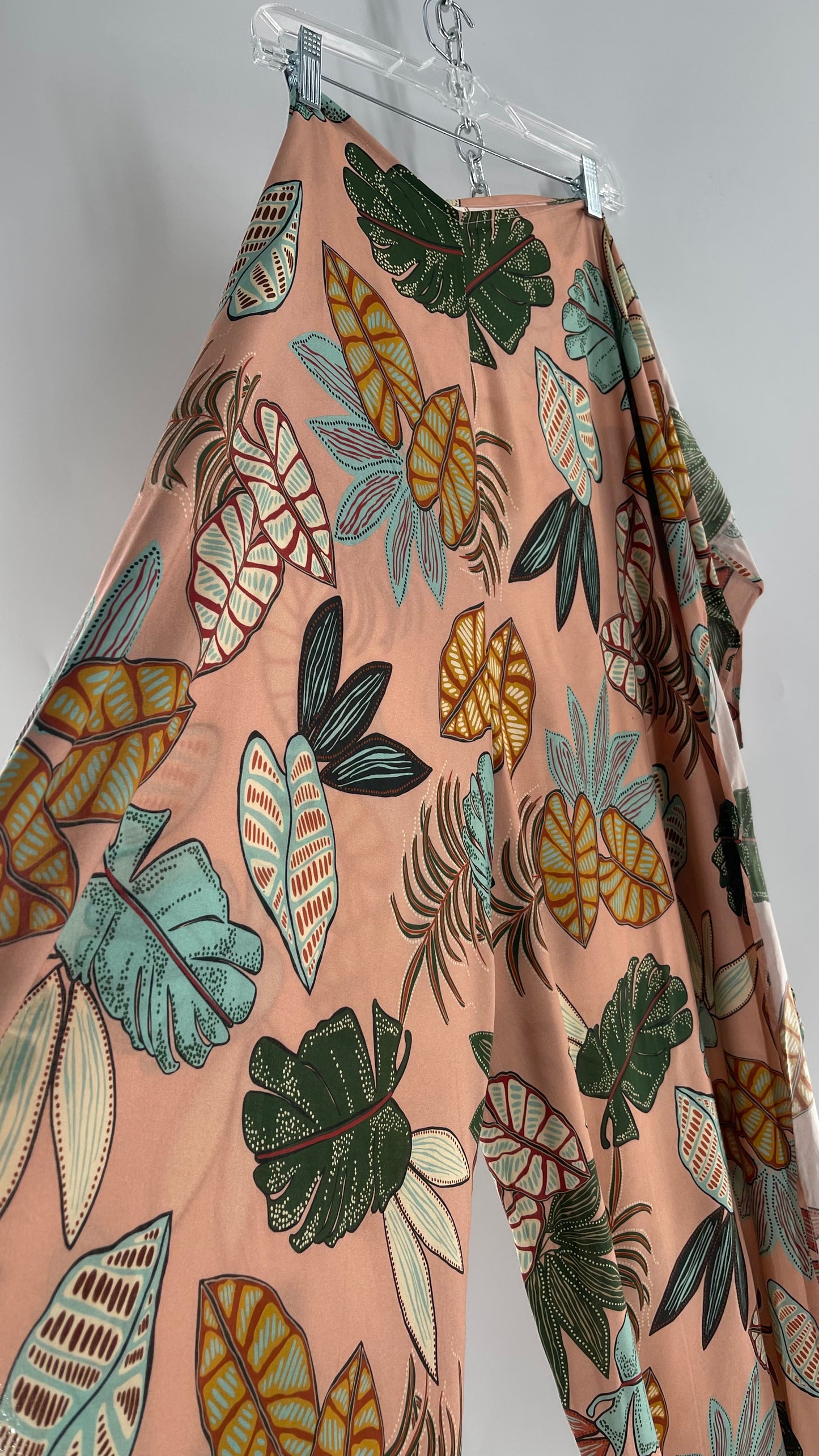 Handmade 9 in 1 Pink Jumpsuit Covered in Tropical Doodle Leaf Design (One Size) •AS SEEN ON TIKTOK•