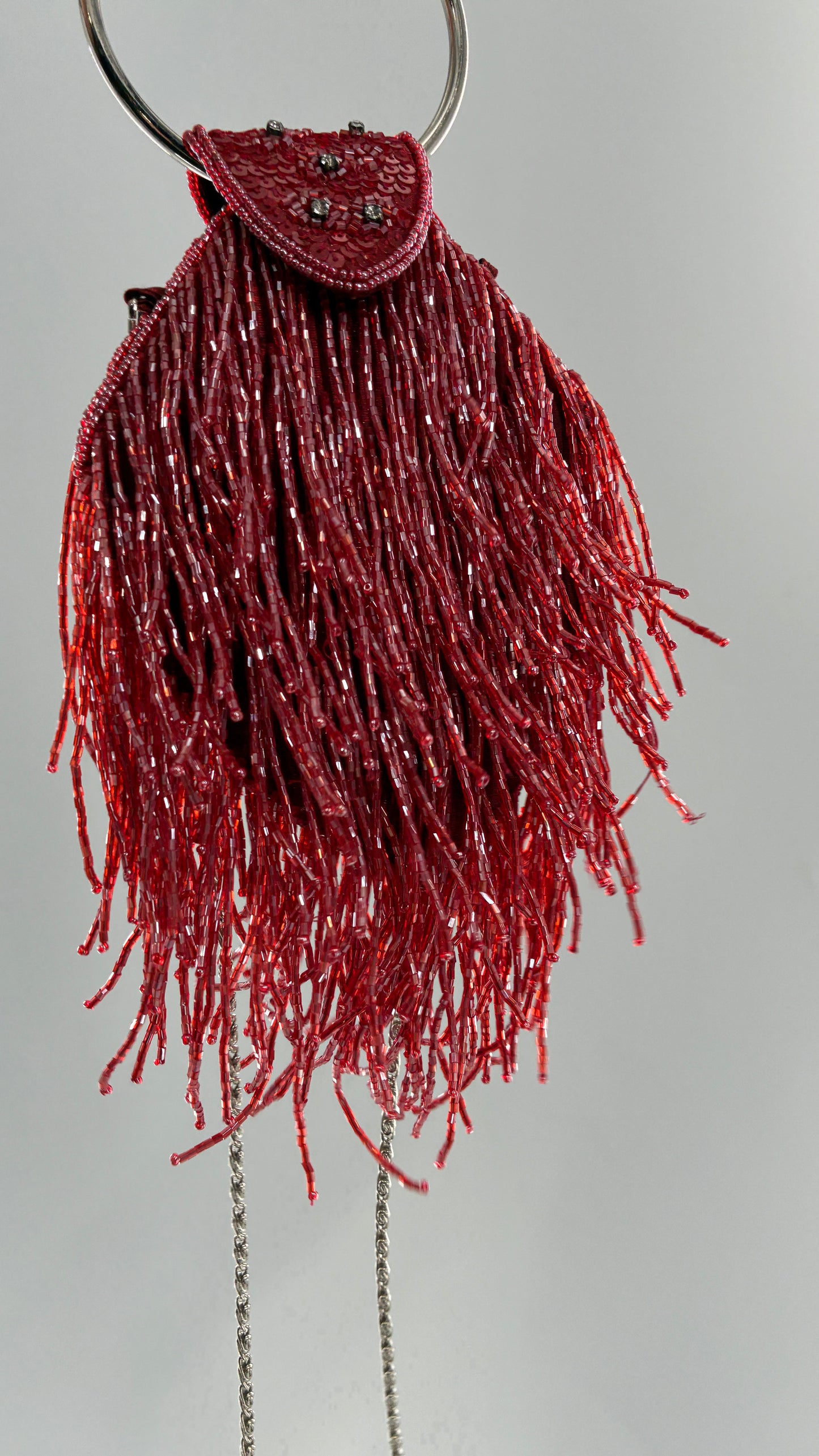Deadstock Vintage COLLEEN LOPEZ Beaded Red Fringe Purse with Tags Attached
