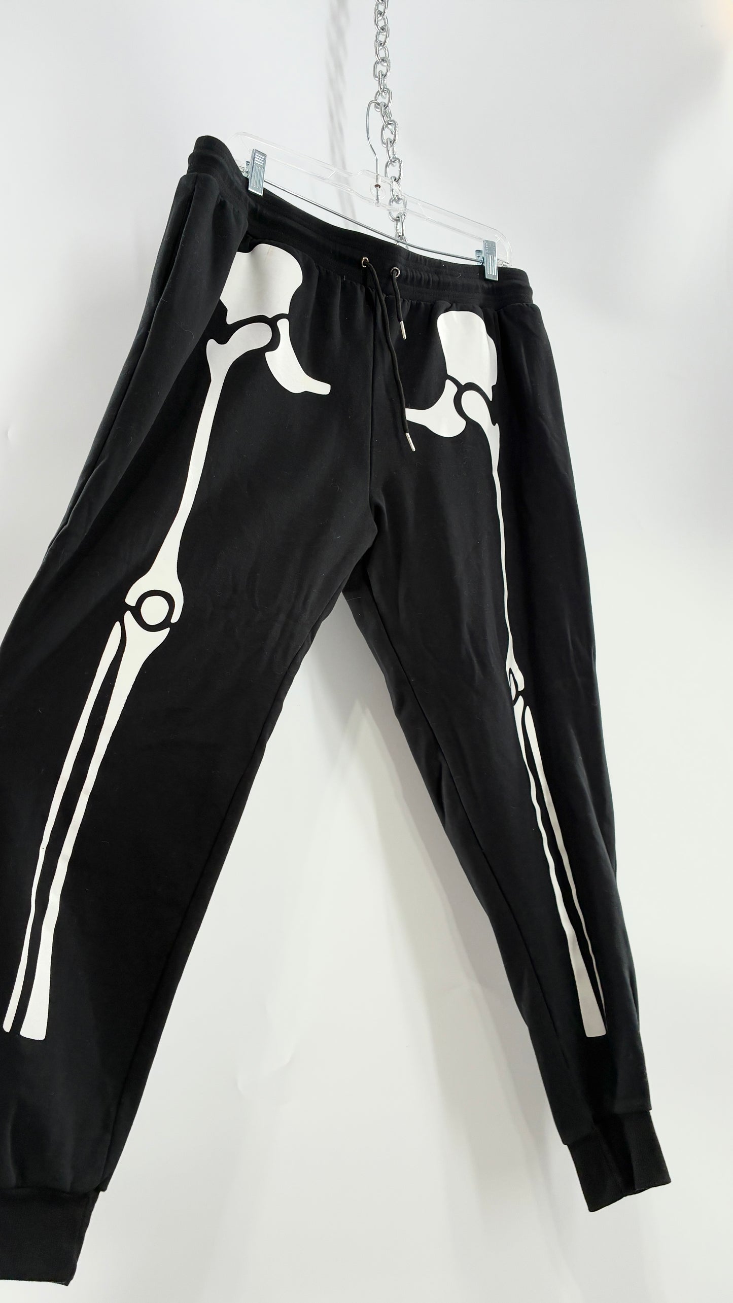 Vintage Thick Knit Skeleton Halloween Loungewear Joggers (Large)