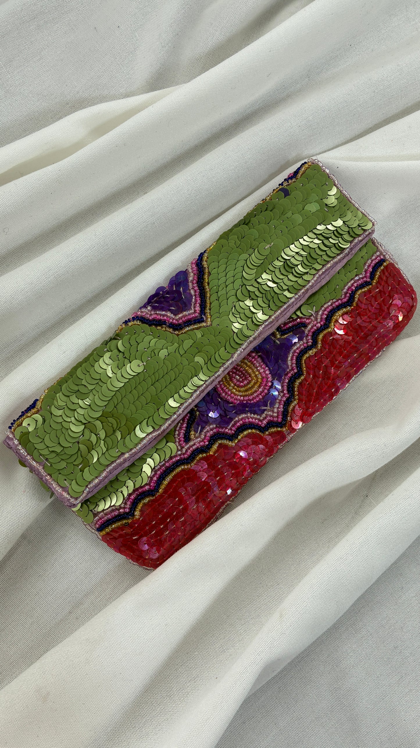 Vintage K.C MALHAN Sequin Beaded Clutch Wallet