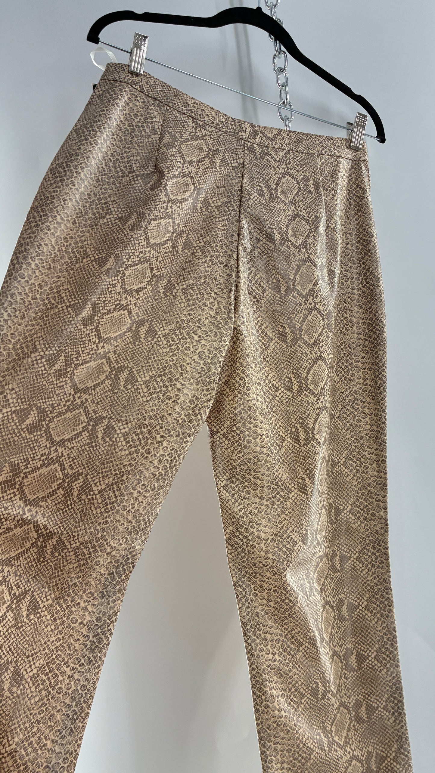 Deadstock Vintage FUDA Vegan Leather Snakeskin Patterned Straight Legs (10)