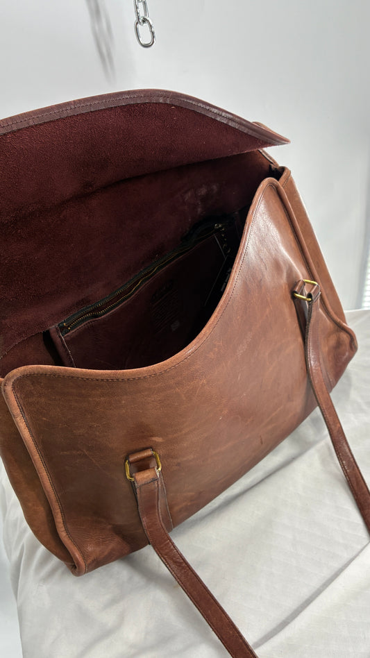 Vintage COACH Leather Envelope Saddle Briefcase Bag
