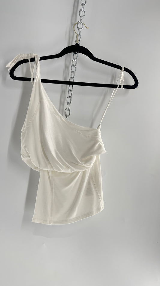 Free People White One Shoulder Slim Torso Top (XS)