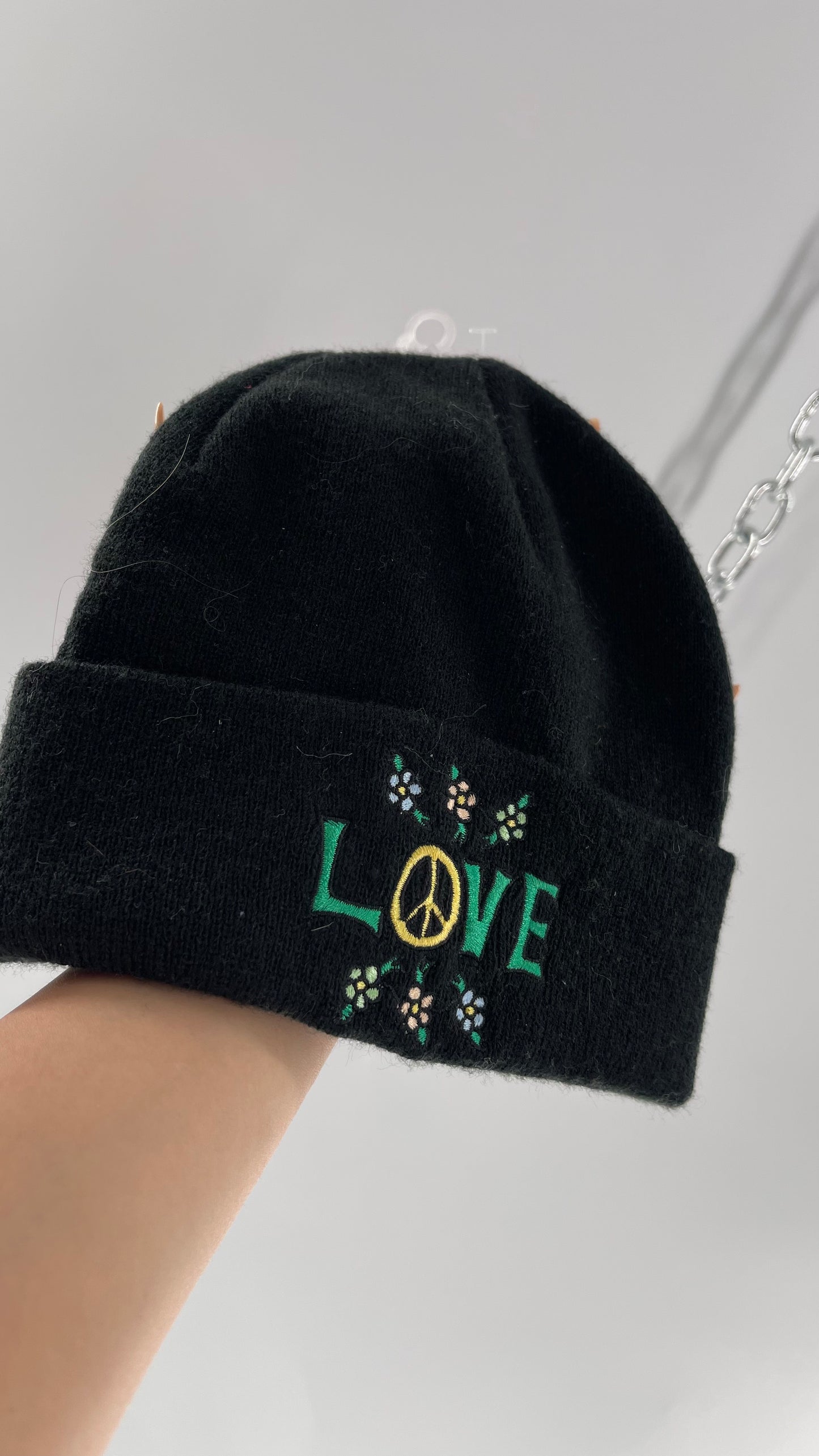 Coney Island Picnic Black Embroidered LOVE beanie