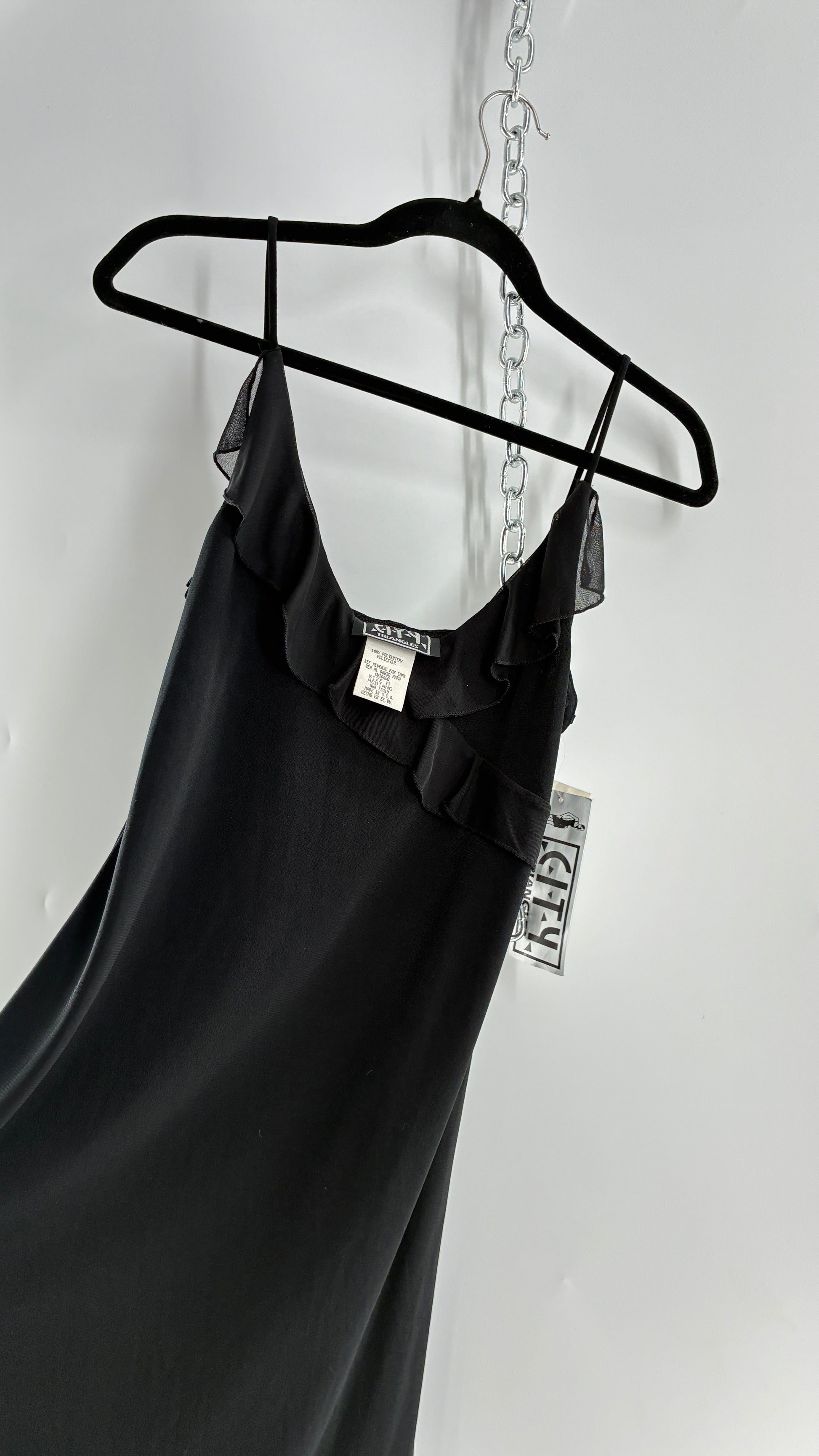 city triangles vintage dress Deadstock Vintage City Triangles Black Asymmetric Dress (Medium) – The Thrifty Hippy