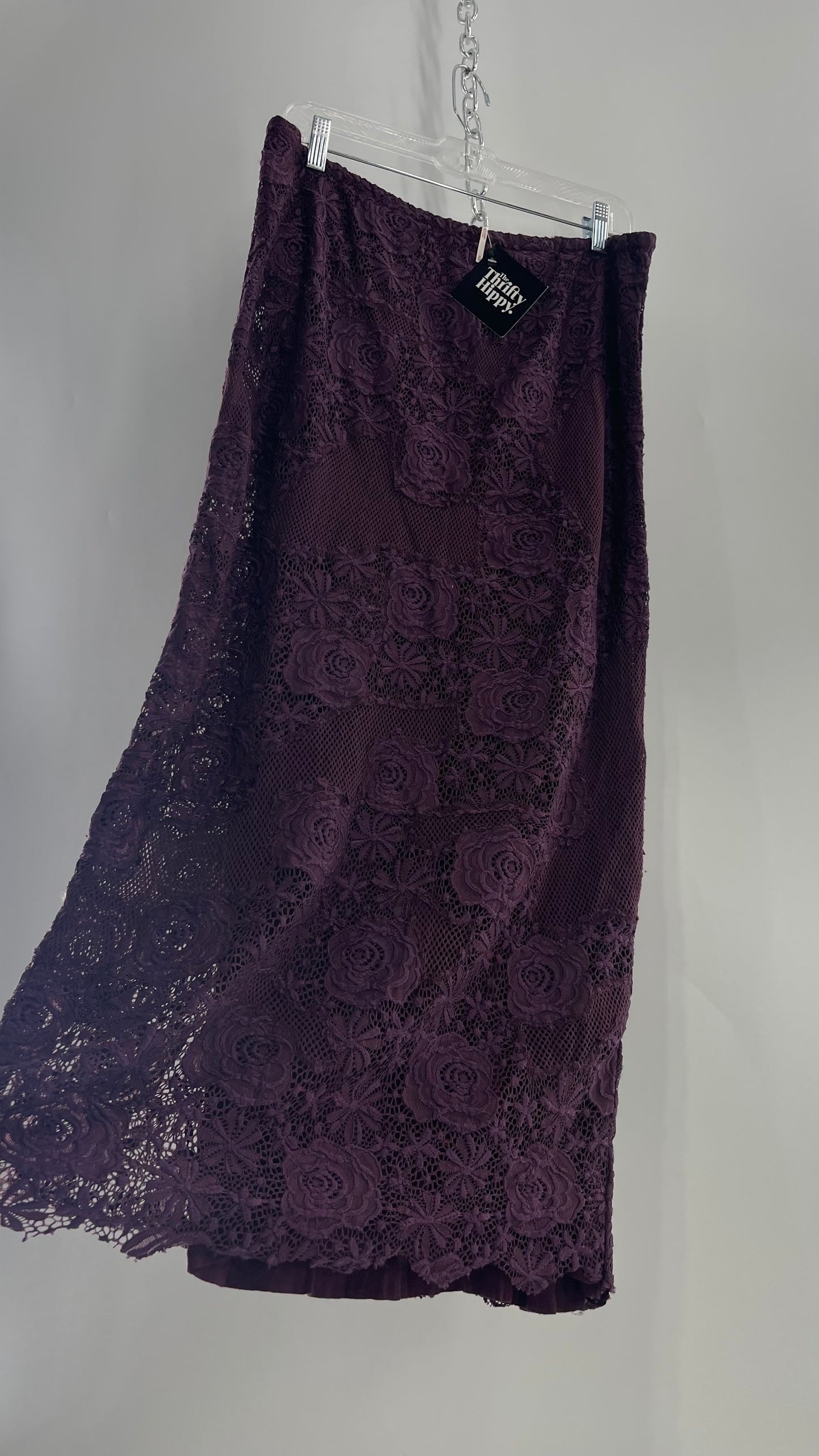 Free People Plum/Purple Lace Mesh Skirt with Tags Attached (Medium)